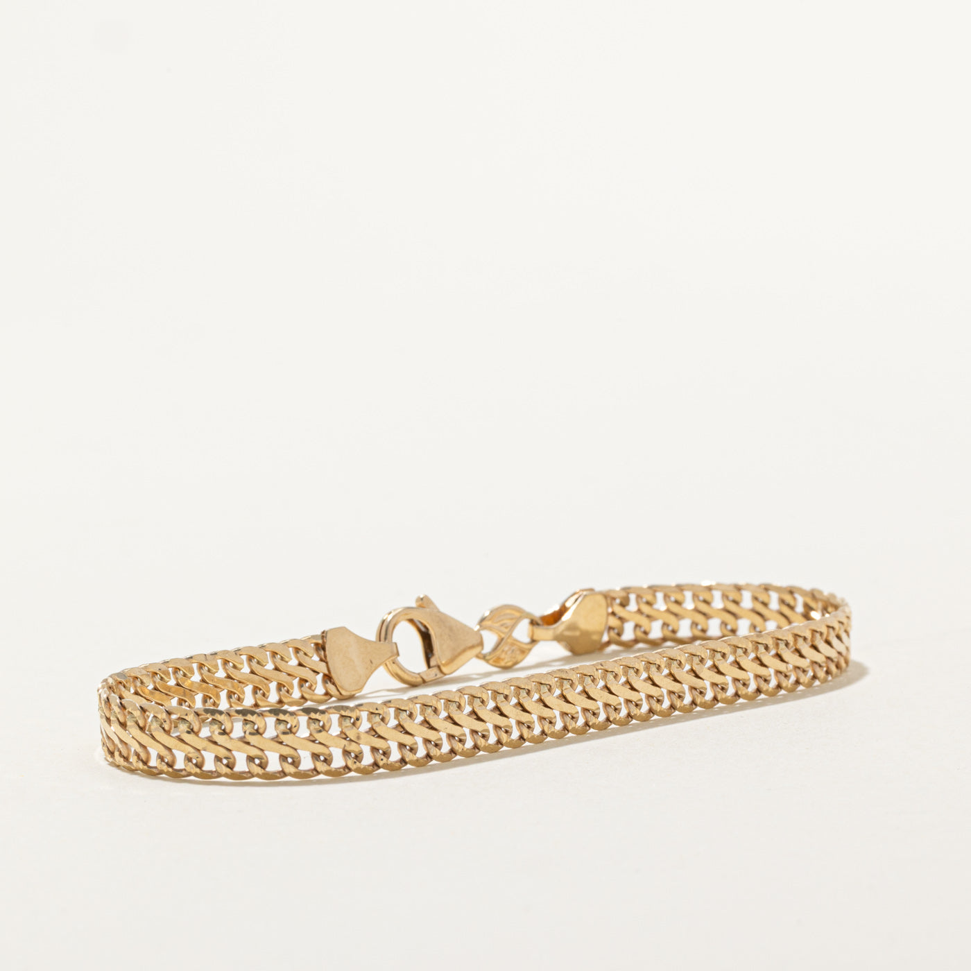 Bracelet à double maillons en or jaune 14 carats | 18 cm