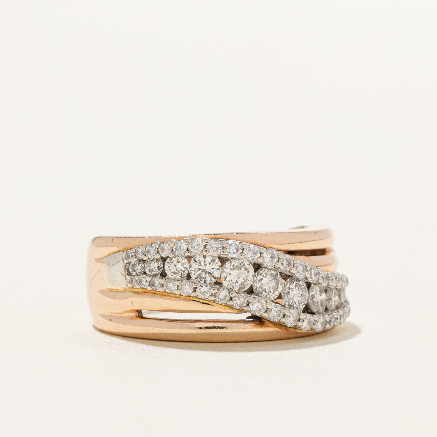 10K Diamond Multi Row Wave Band | 0.66ctw | SZ 7.5