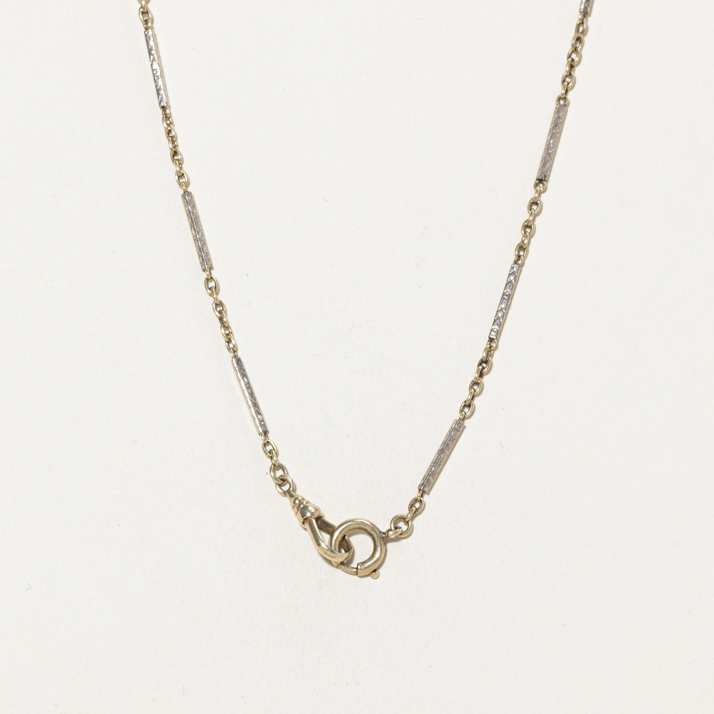 Chaîne de montre à maillons barre en or bicolore 14 carats | 34,3 cm