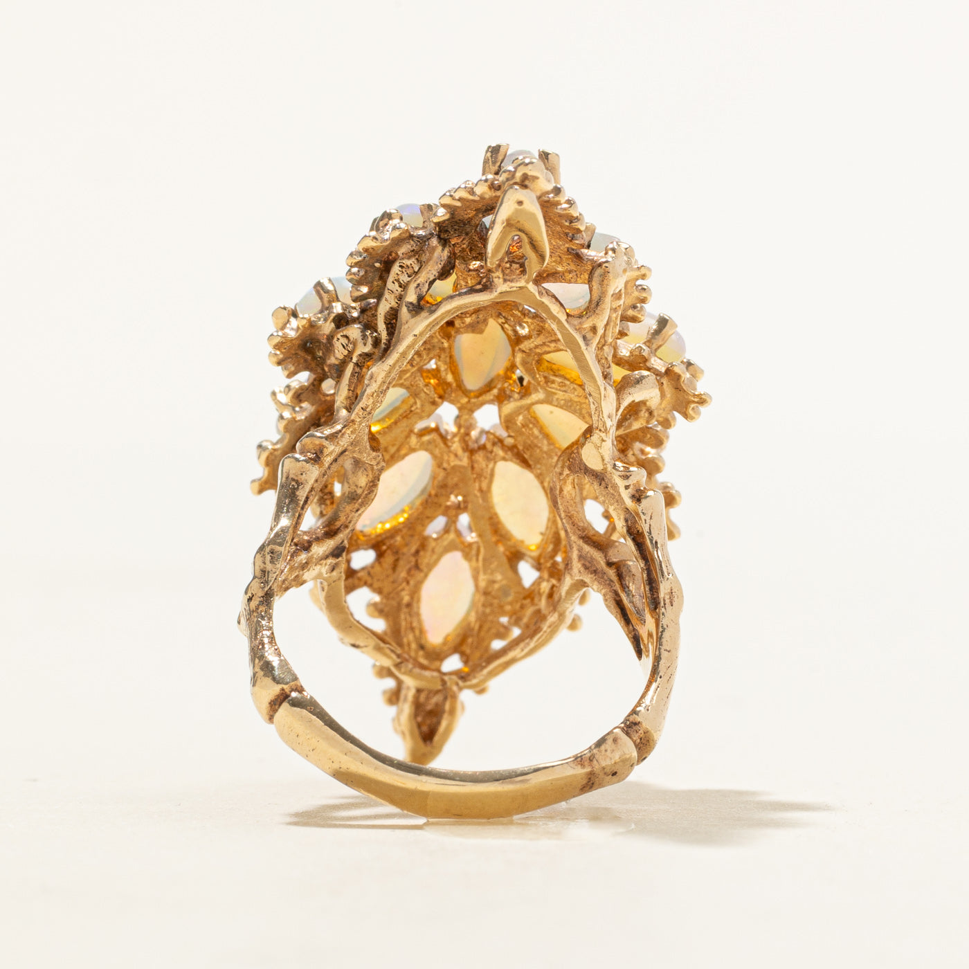 14k Opal Floral Cluster Cocktail Ring | 4.58ctw | SZ 6.75
