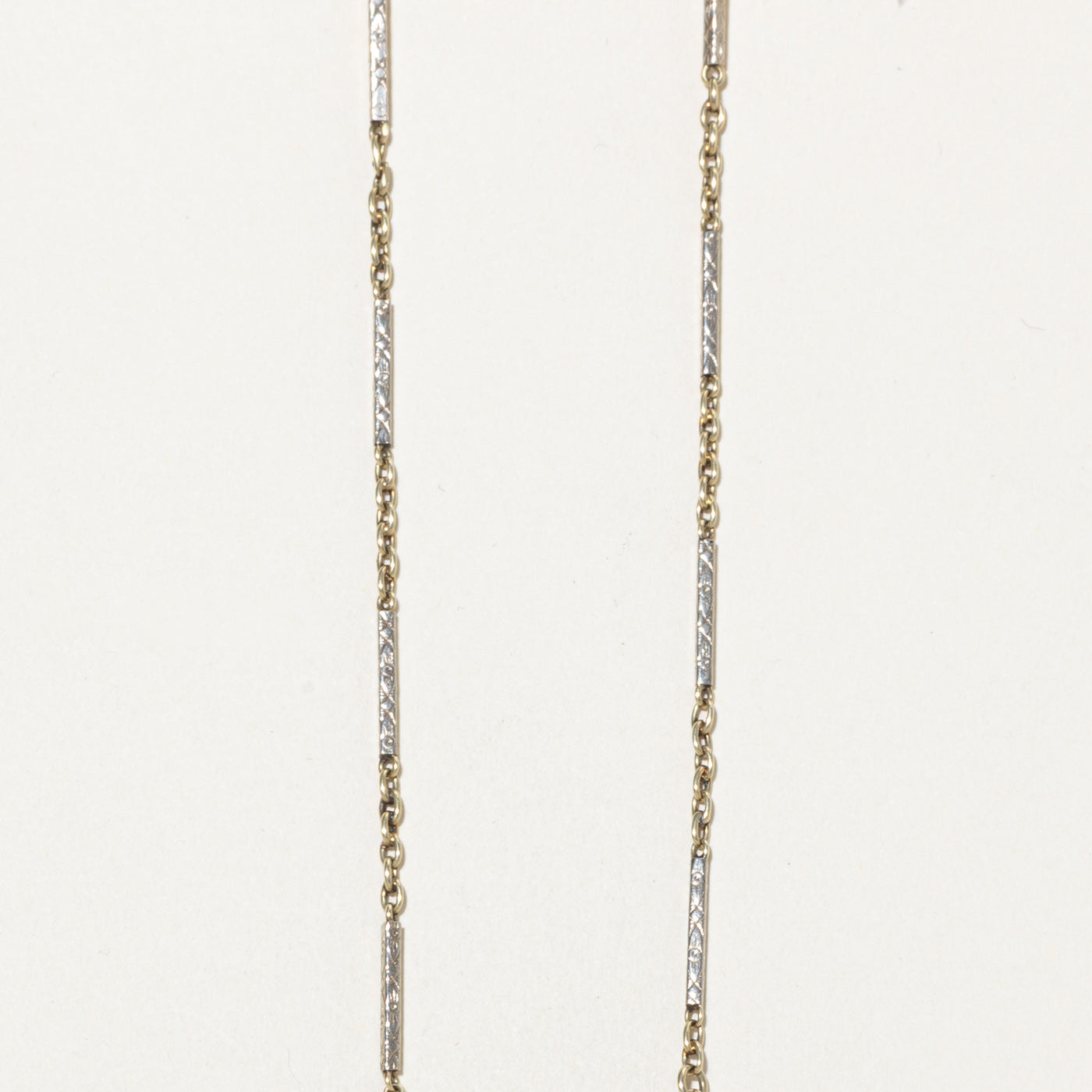 Chaîne de montre à maillons barre en or bicolore 14 carats | 34,3 cm