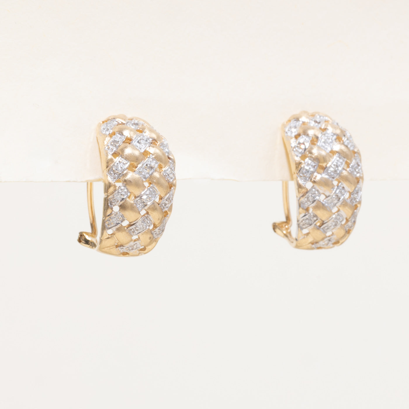 14k Diamond Woven Hoop Earrings | 0.03ctw
