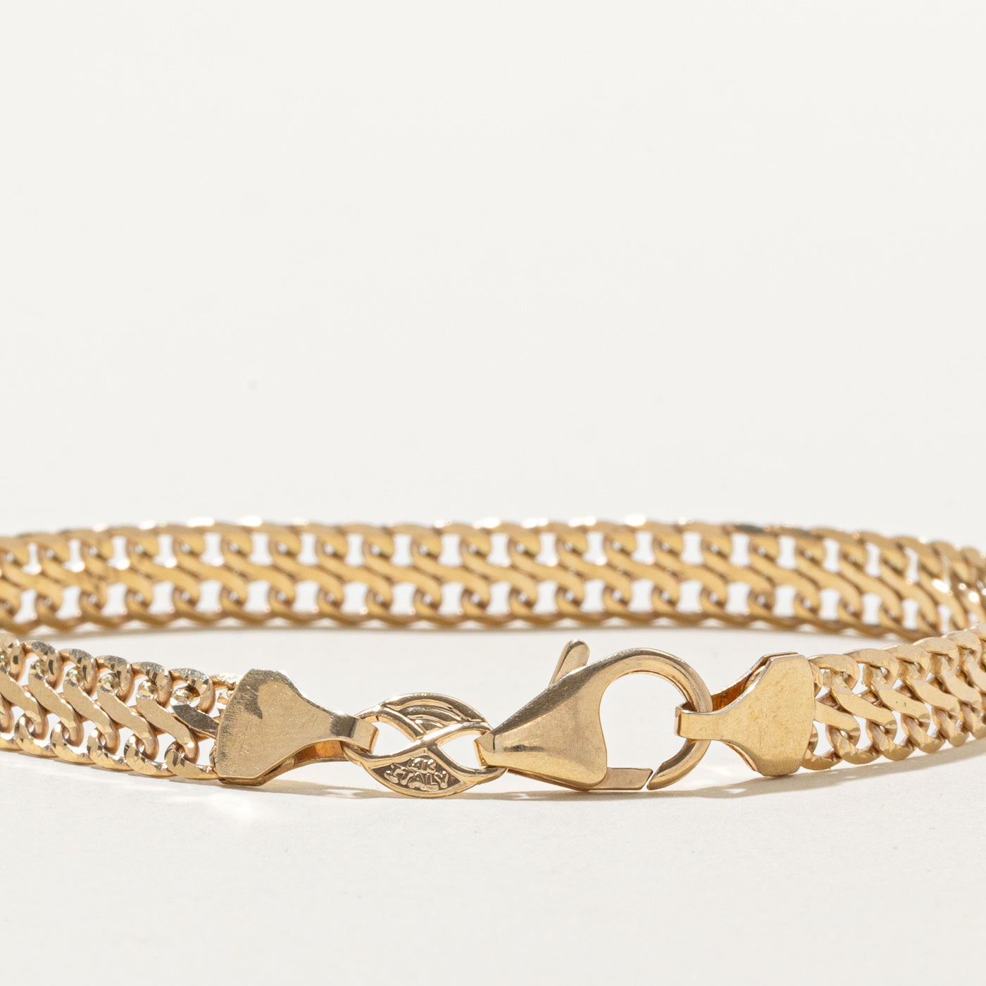 Bracelet à double maillons en or jaune 14 carats | 18 cm