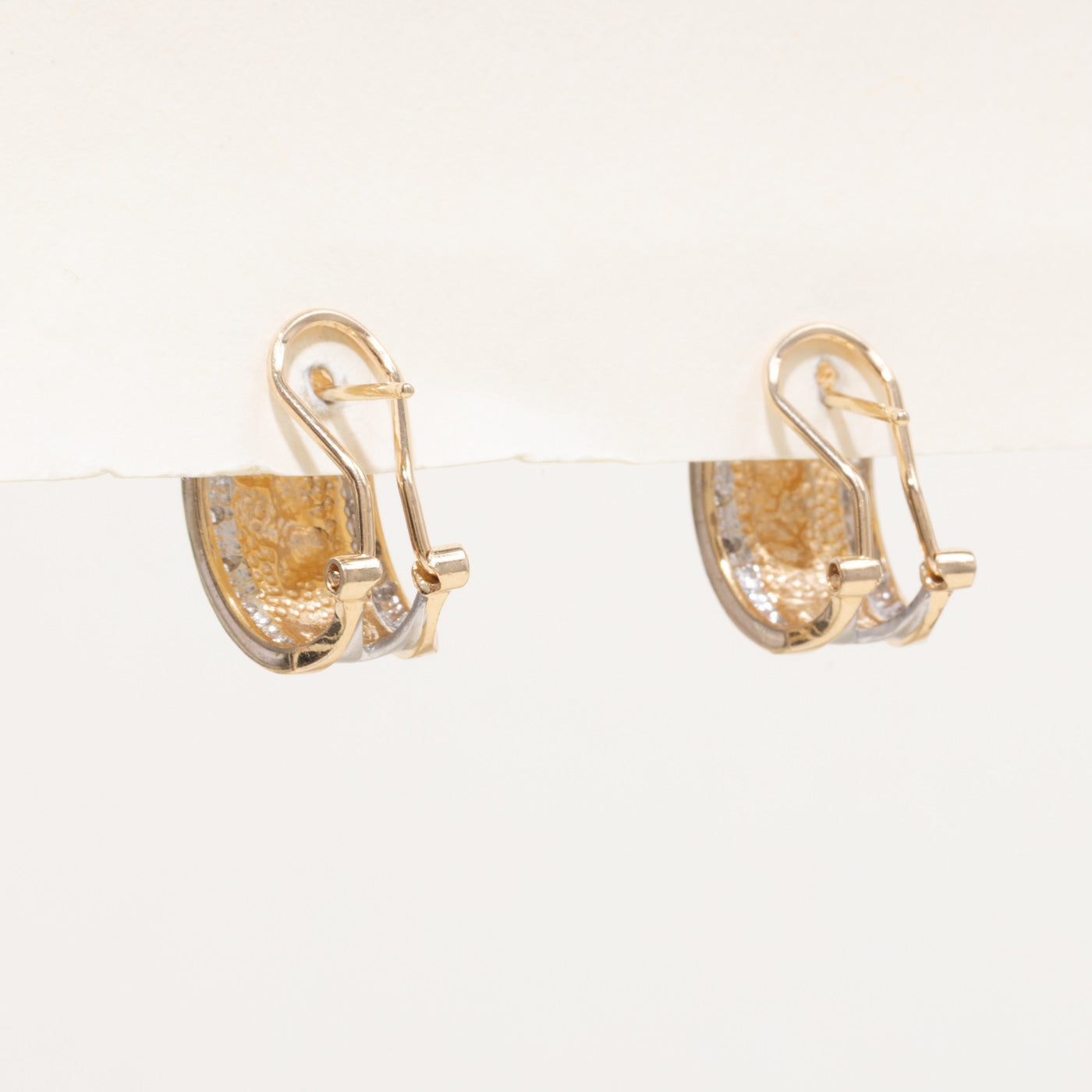 14k Diamond Textured Panther Hoop Earrings | 0.14ctw