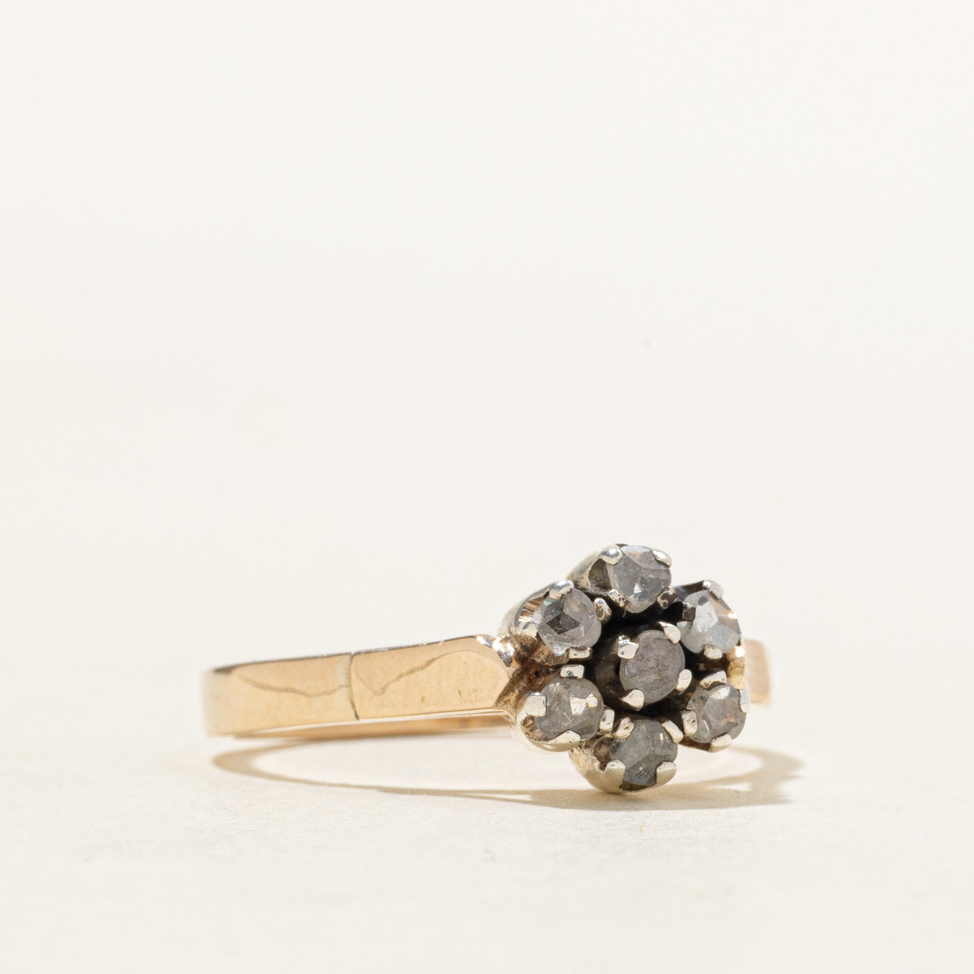 Reworked Antique 14k Rose Cut Diamond Cluster Ring | 0.27ctw | SZ 7