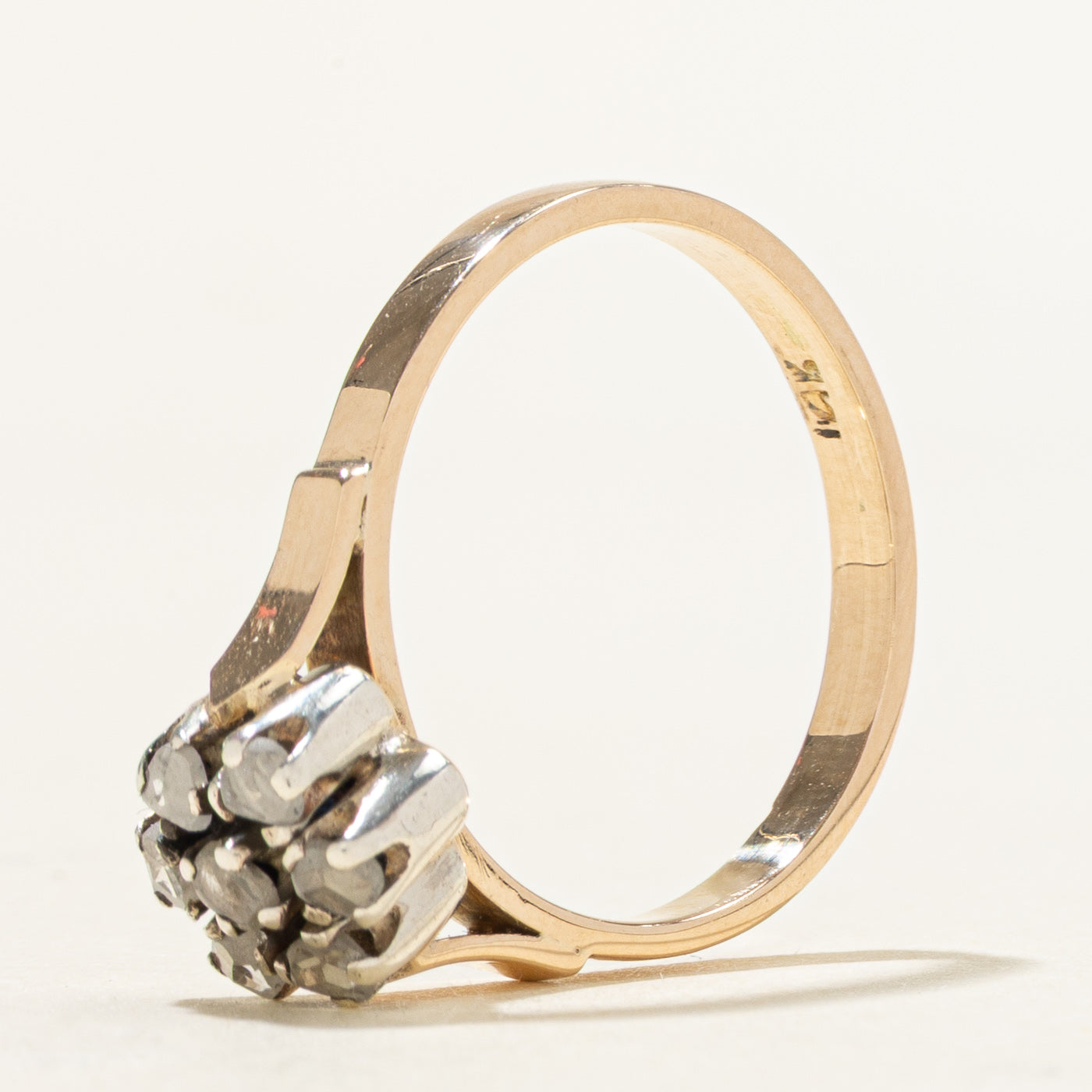 Reworked Antique 14k Rose Cut Diamond Cluster Ring | 0.27ctw | SZ 7