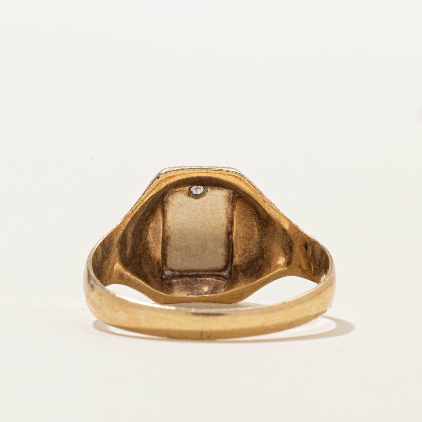 10K Diamond "GEJ" Initial Engraved Signet Ring | SZ 9.0