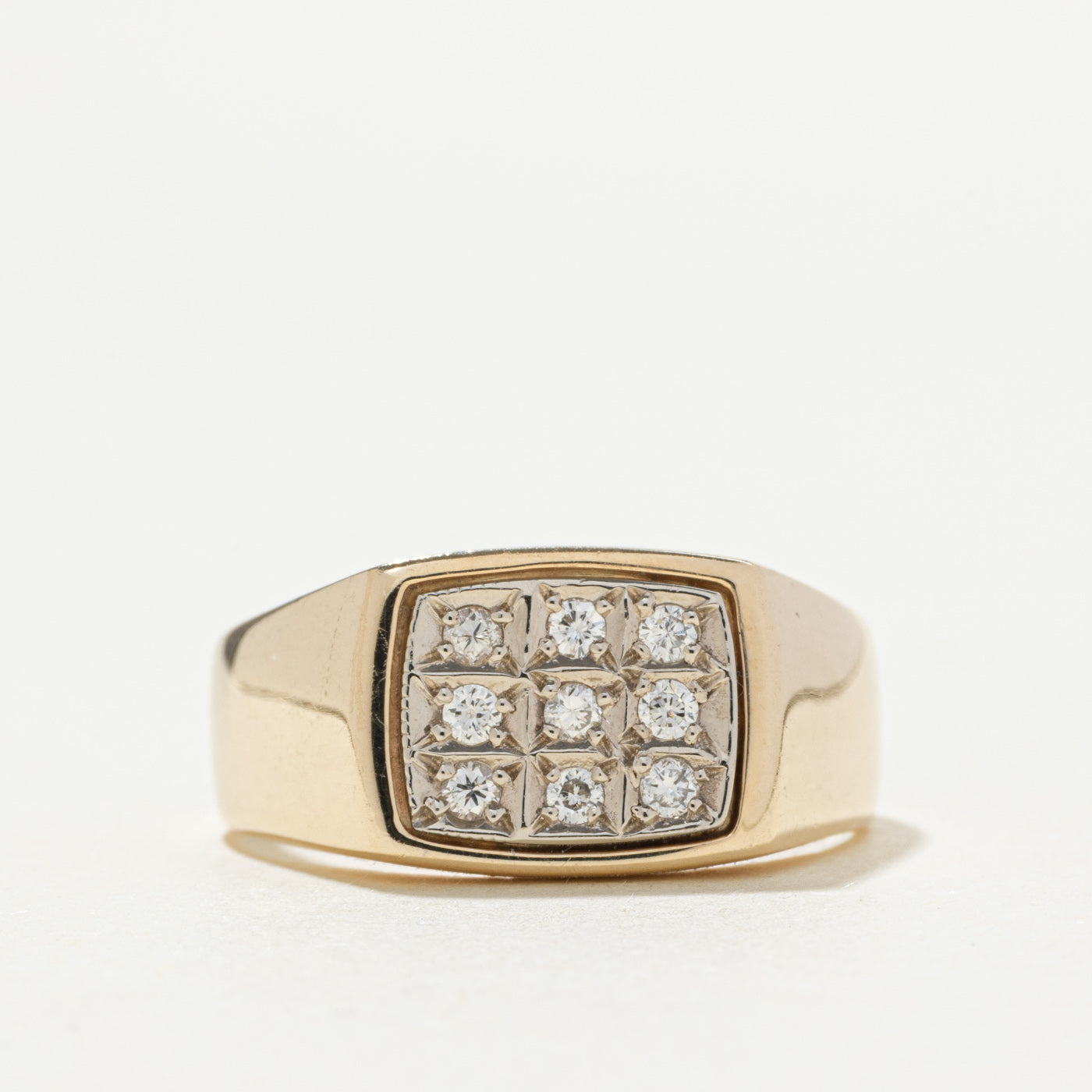 10k Diamond Grid Signet Ring | SZ 9.75