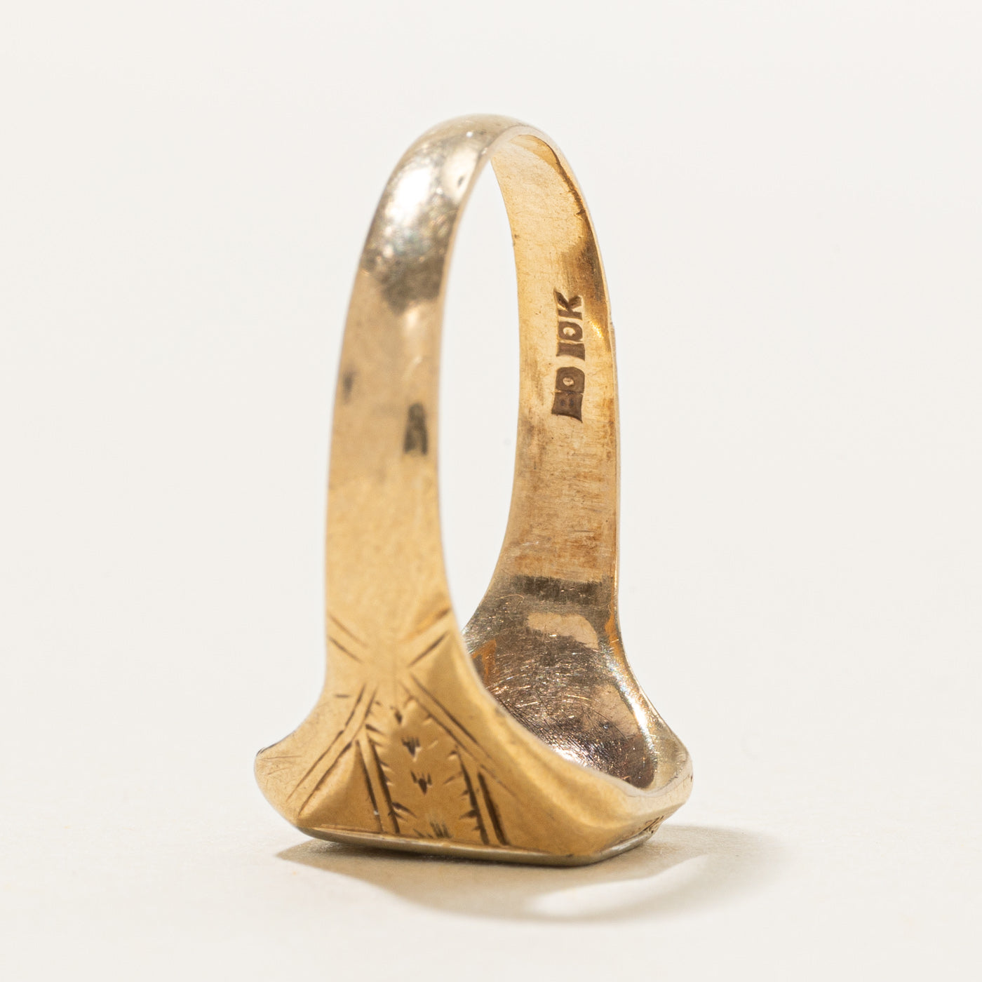 10K Diamond "GEJ" Initial Engraved Signet Ring | SZ 9.0