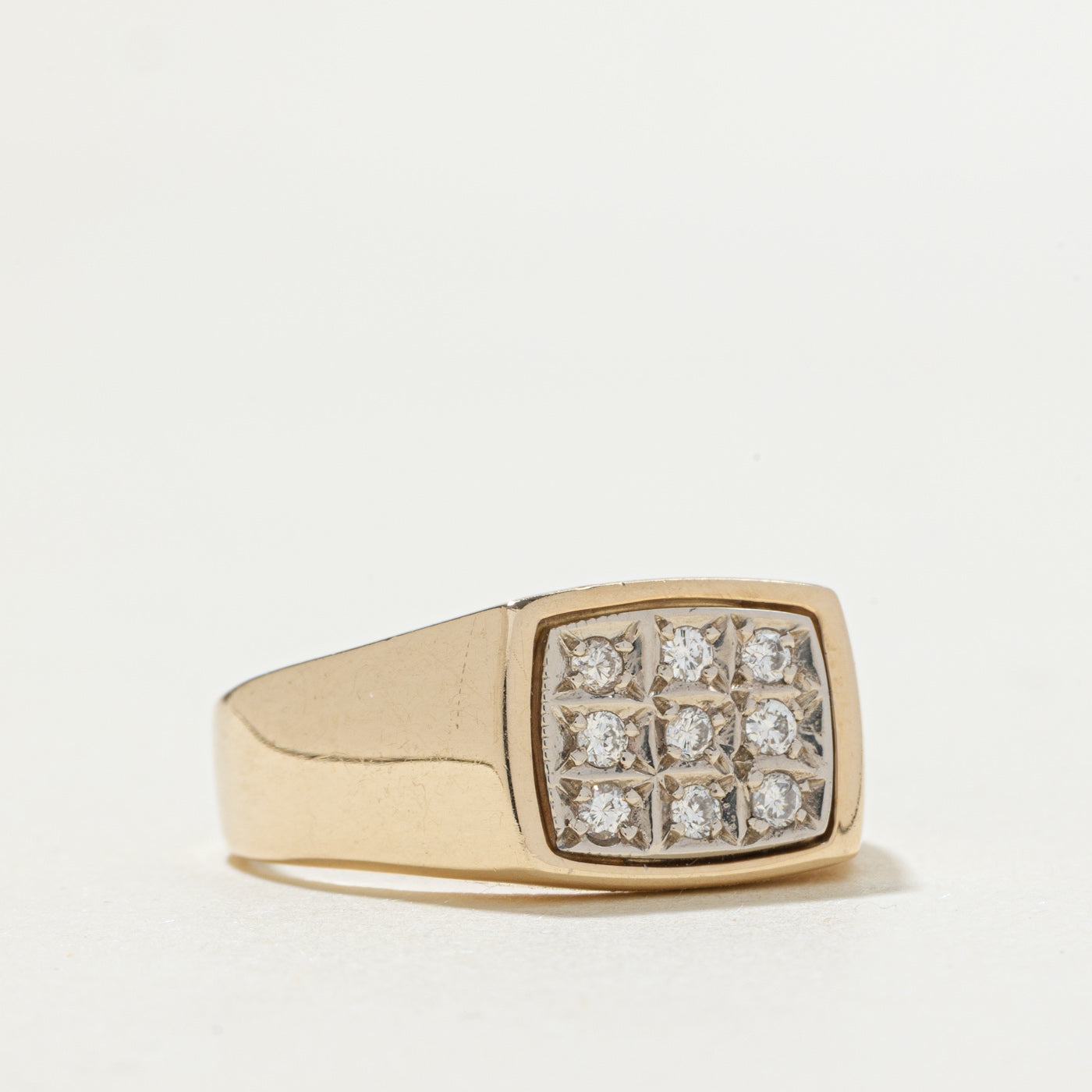 10k Diamond Grid Signet Ring | SZ 9.75