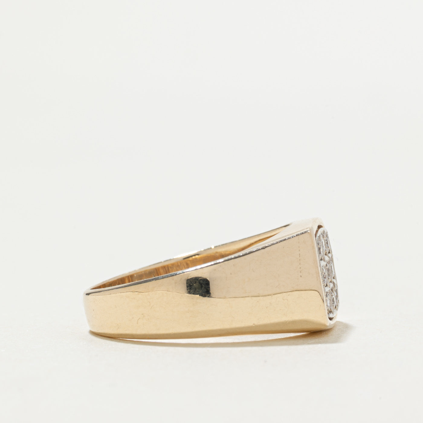 10k Diamond Grid Signet Ring | SZ 9.75