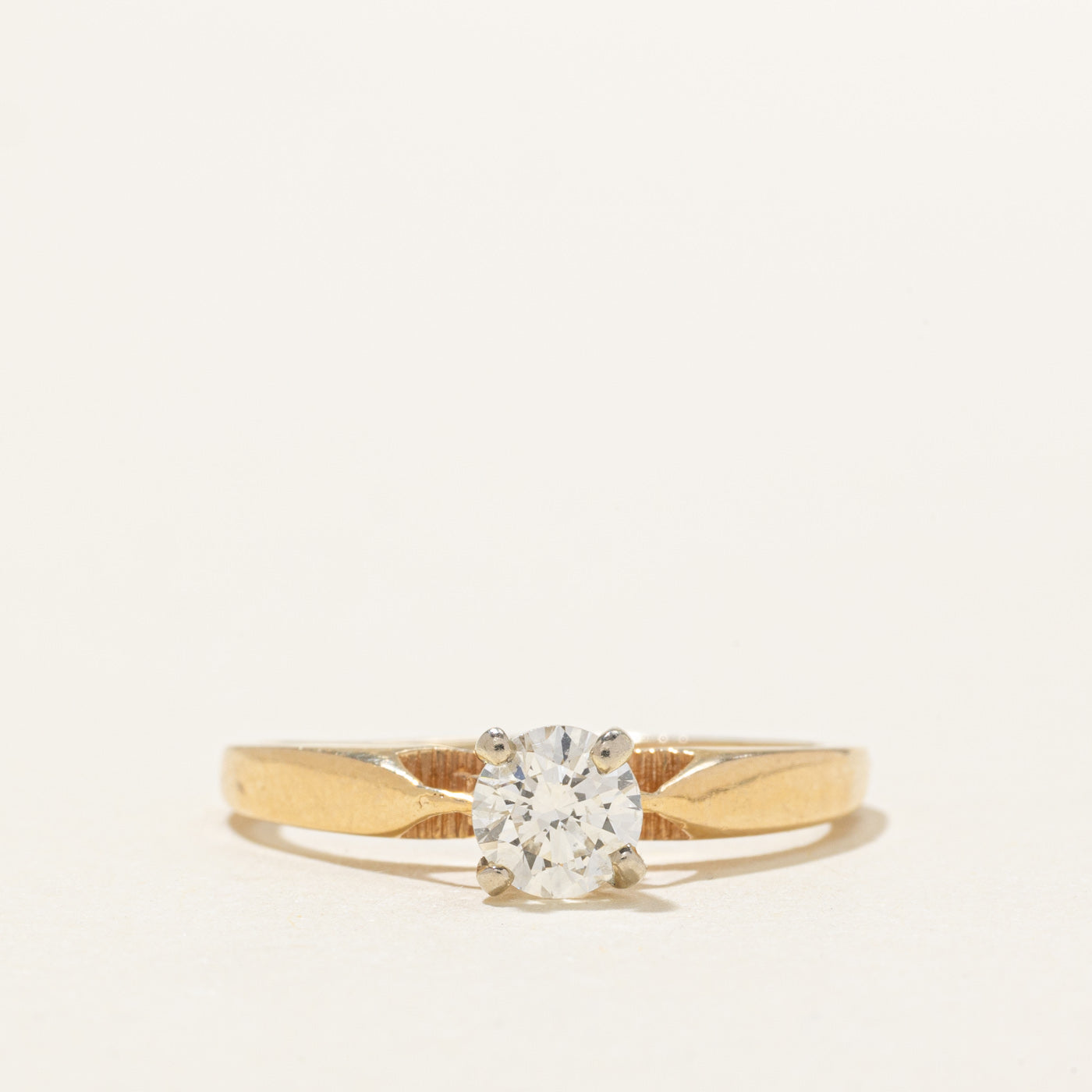 14K High Set Solitaire Diamond Euro Shank Ring | SZ 6.75