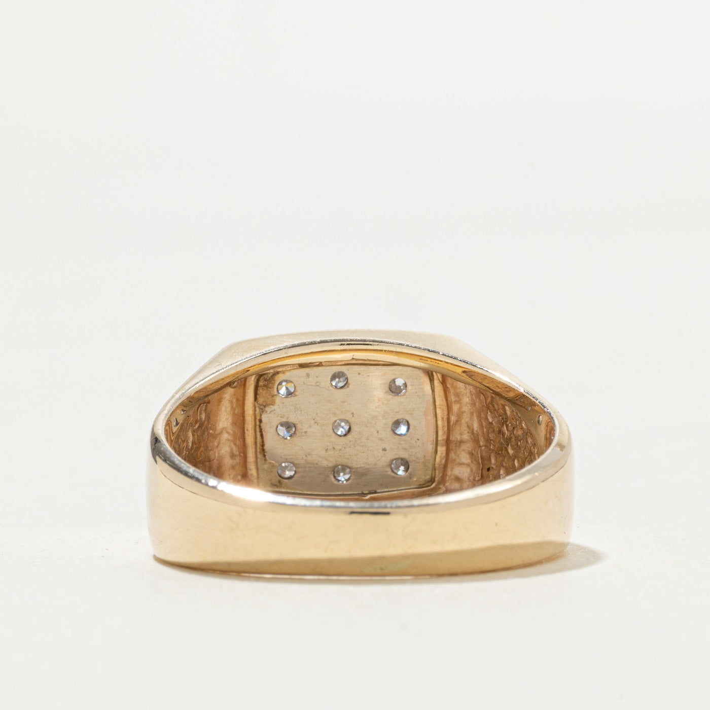 10k Diamond Grid Signet Ring | SZ 9.75