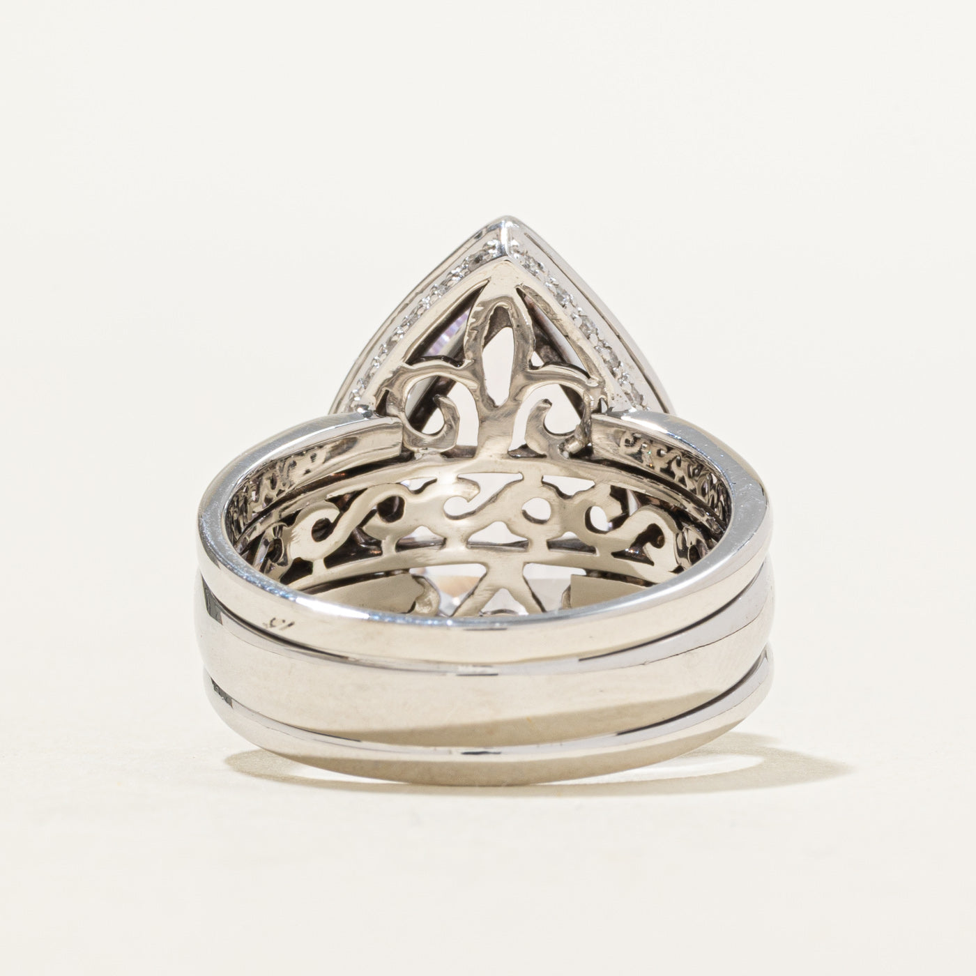 14k Pear Cut Amethyst & Diamond Halo Cocktail Ring | 4.62ct, 0.46ctw | SZ 7.25