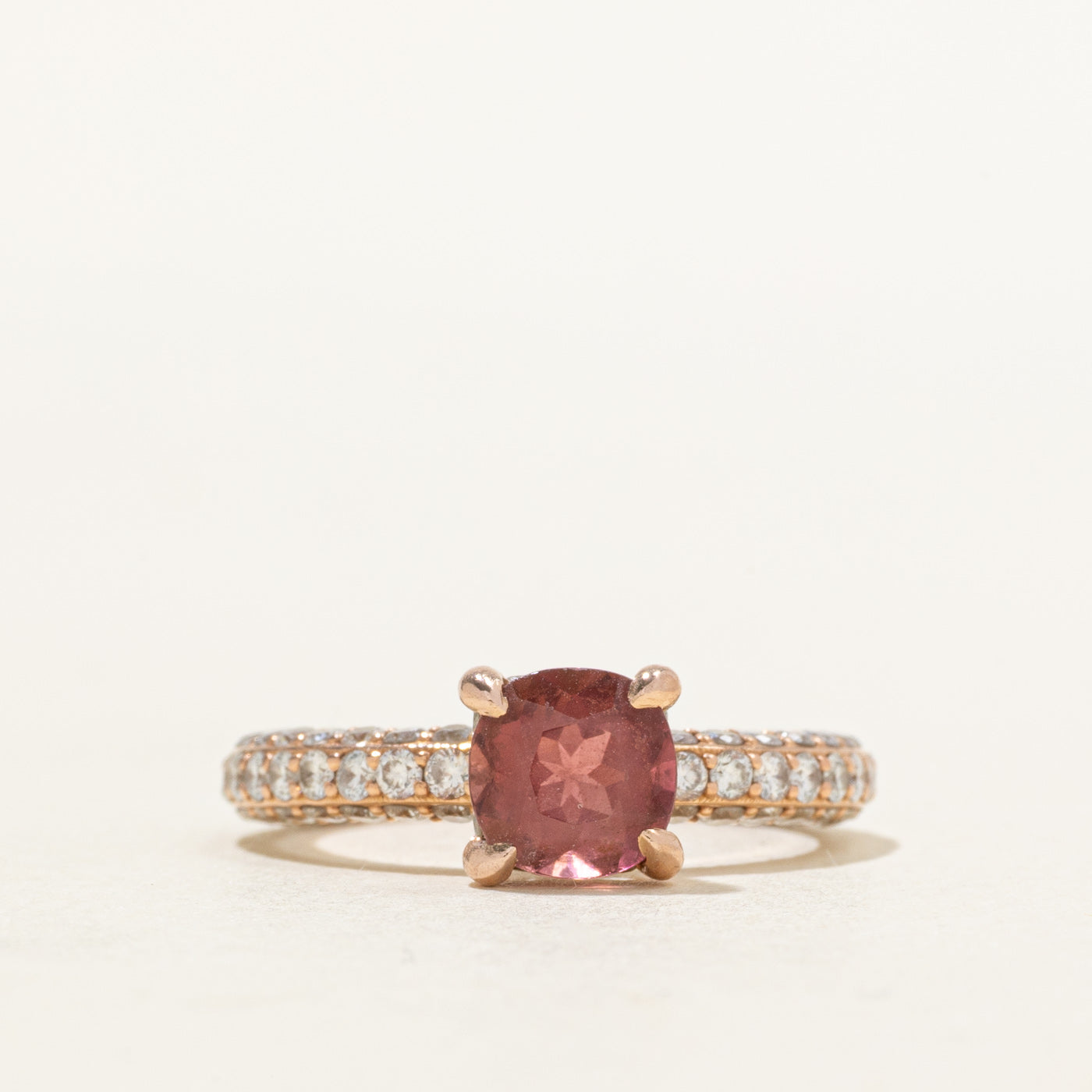 14k Pink Tourmaline & Diamond Accented Ring | 1.38ctw, 1.32ct | SZ 6