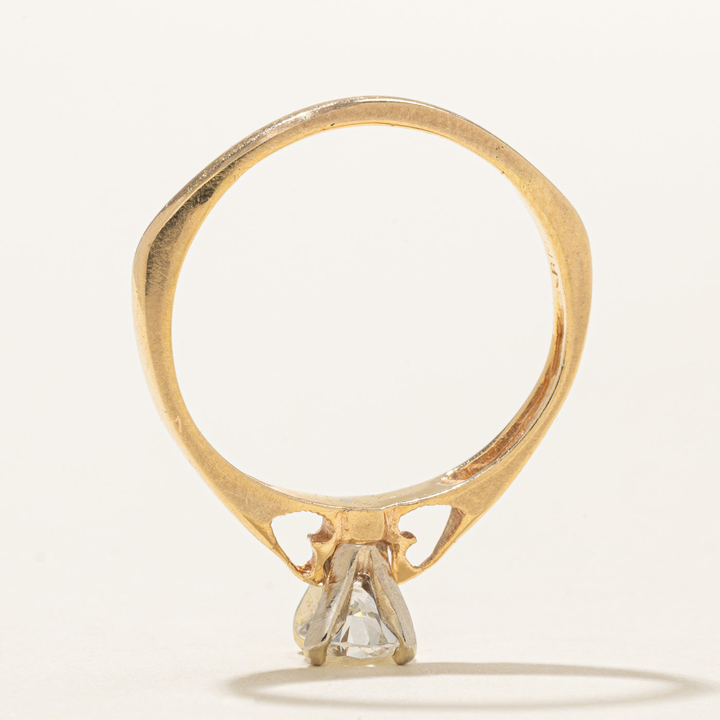 Bague solitaire diamant serti haut en or 14 carats, anneau européen | Taille 6,75