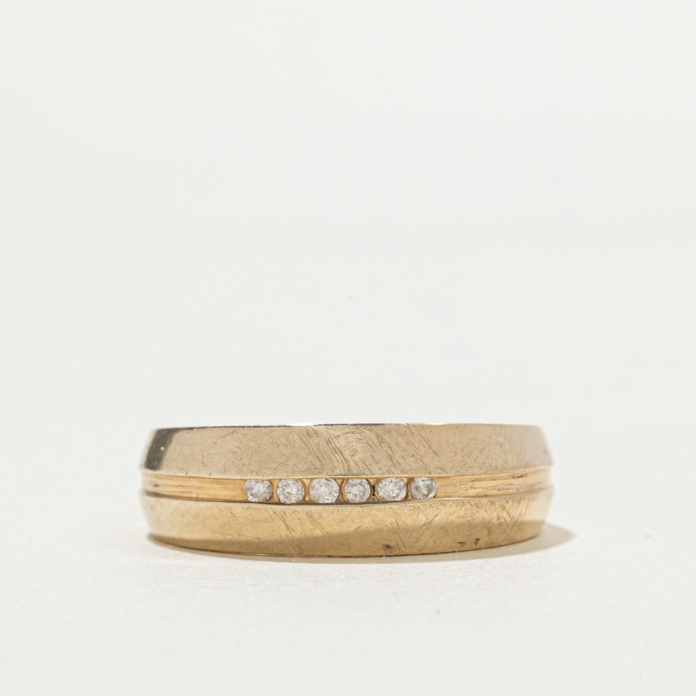 10k Channel Set Diamond Grooved Band | SZ 9.75