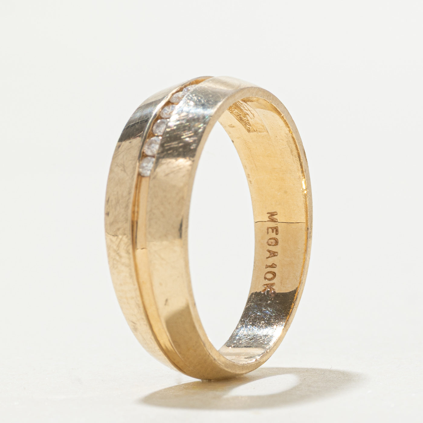 10k Channel Set Diamond Grooved Band | SZ 9.75