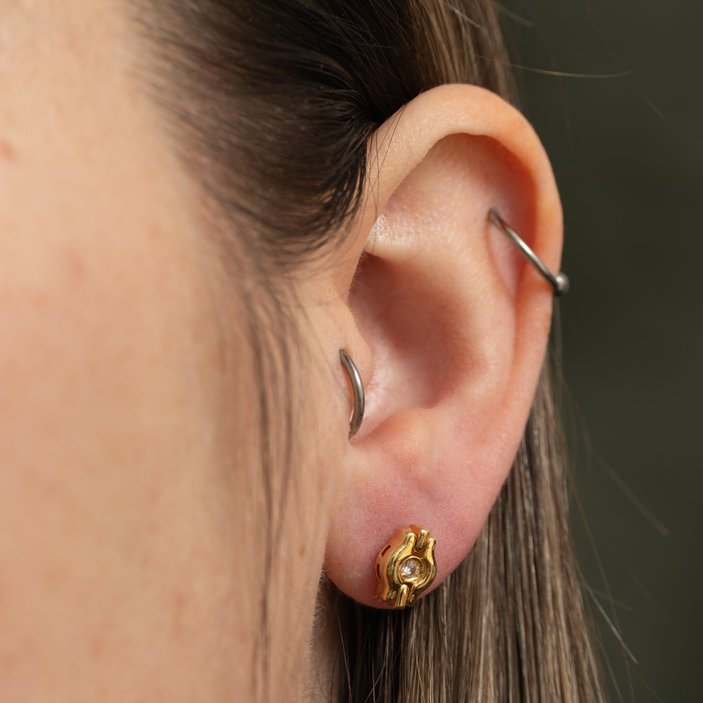 18k Diamond Geometric Stud Earrings | 0.06ctw