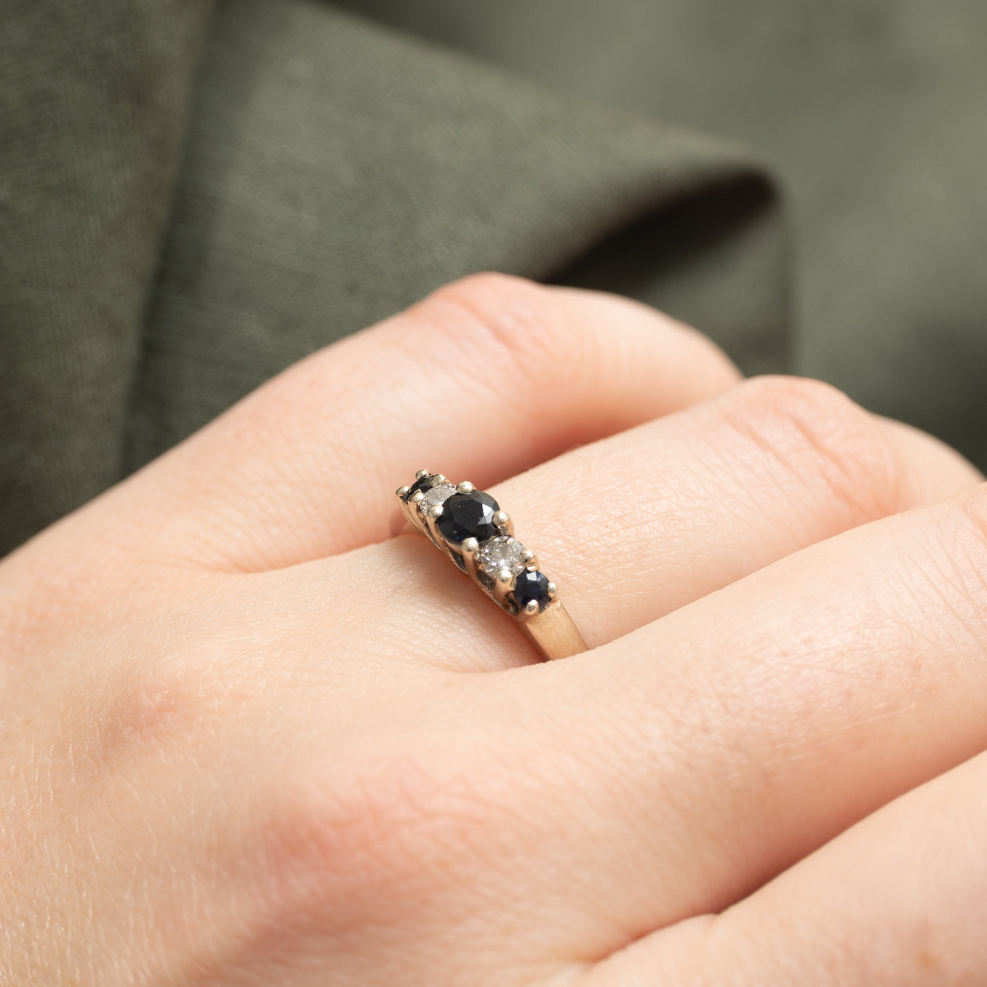 14K Sapphire & Diamond Accented Ring | 0.38ctw, 0.18ctw | SZ 6.5