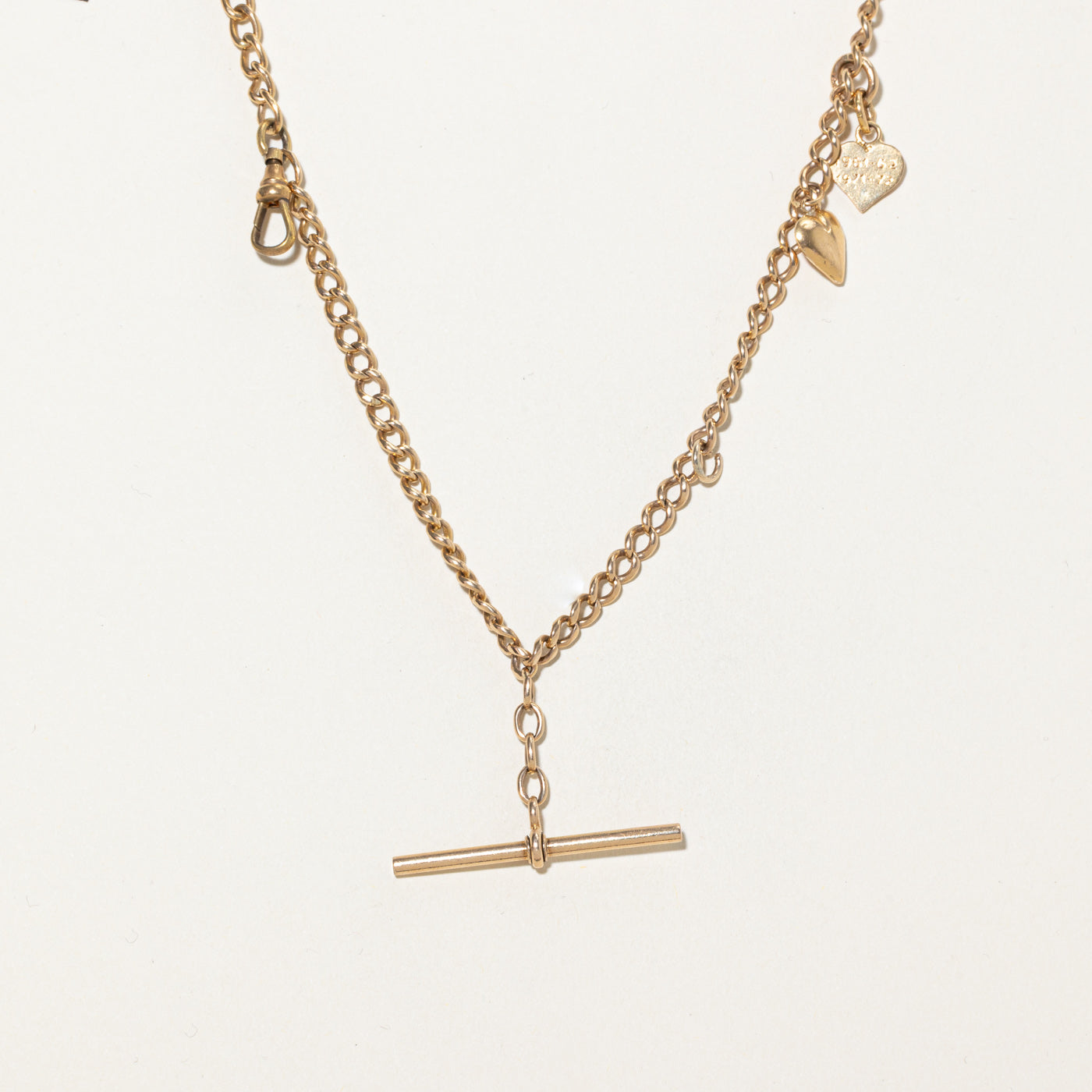 14k Yellow Gold Heart Charm Toggle Watch Chain | 8"