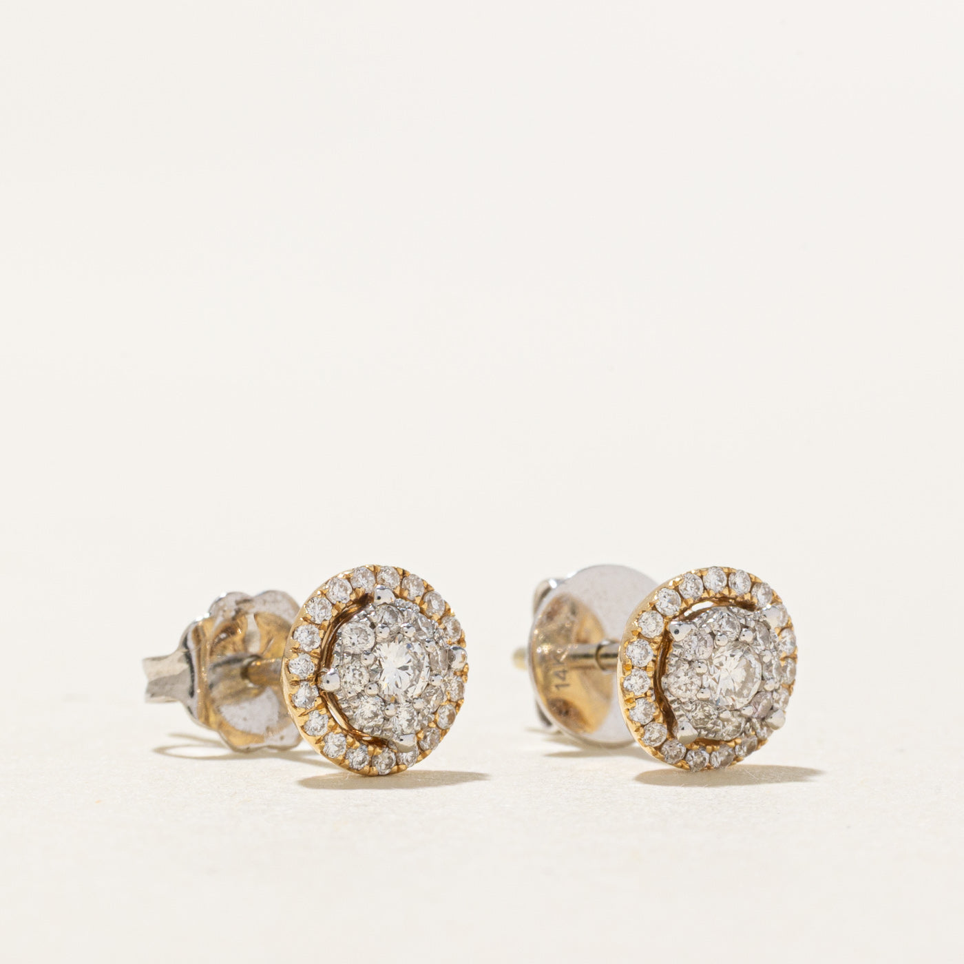 14k Diamond Cluster Halo Stud Earrings | 0.20ctw