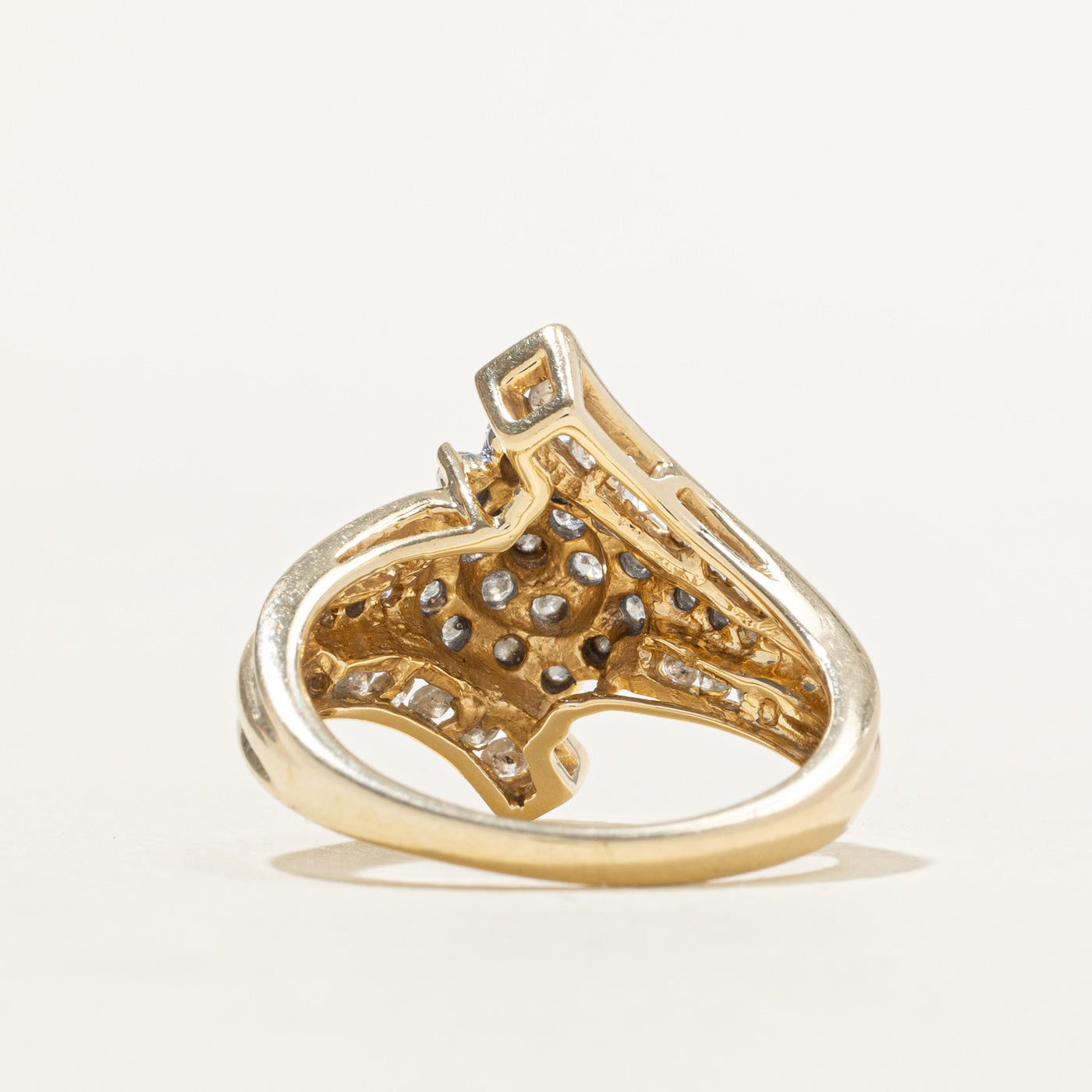 14k Diamond Cluster Bypass Ring | 0.96ctw | SZ 7