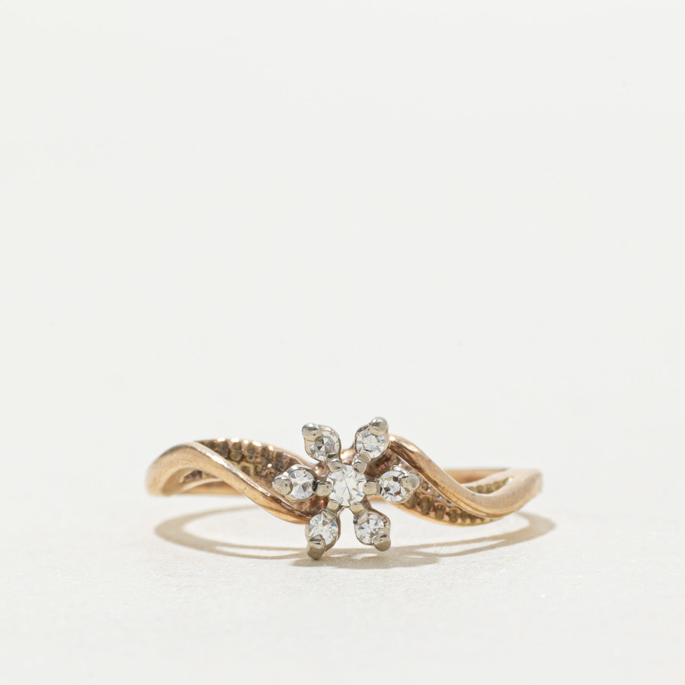 10k Diamond Floral Cluster Bypass Ring | SZ 4