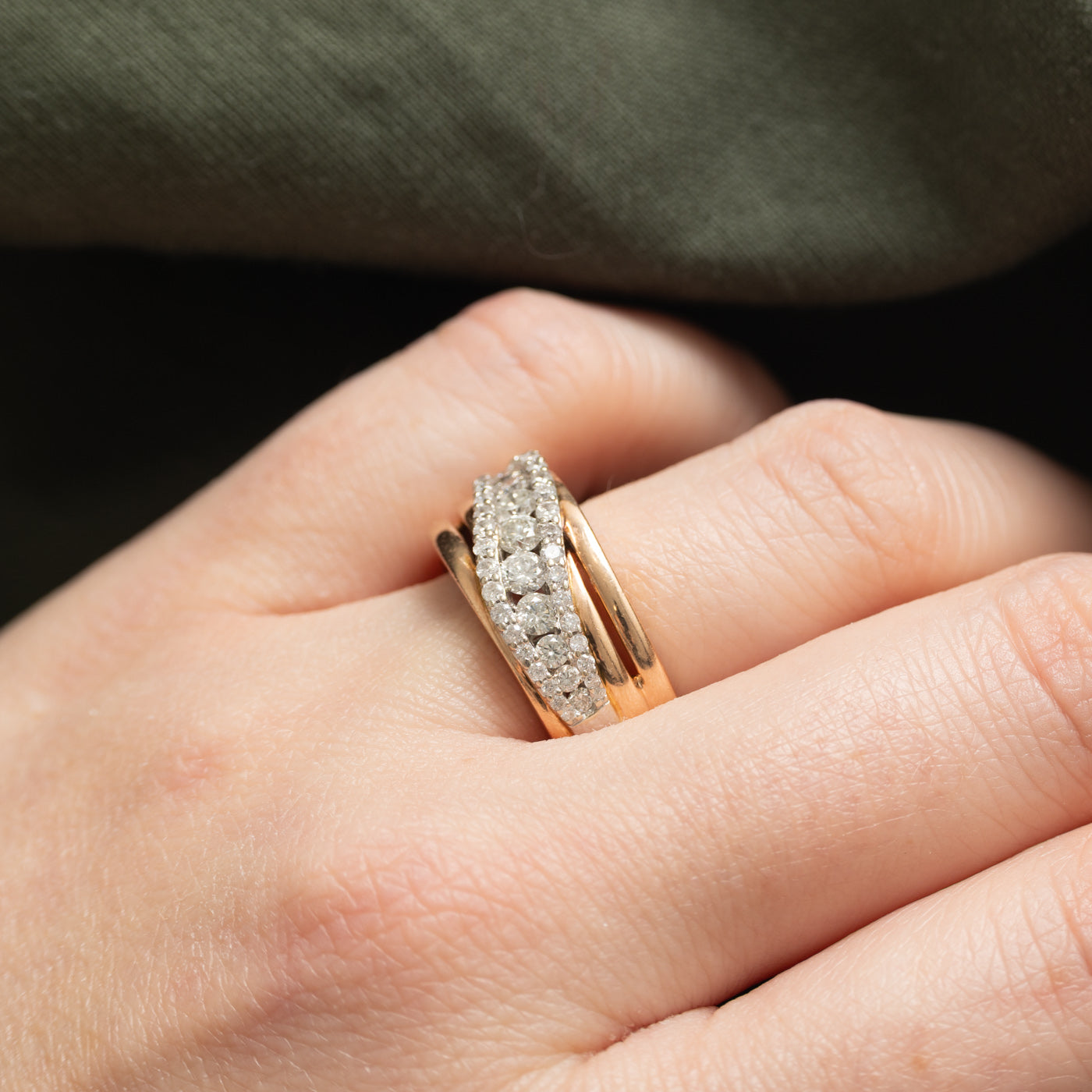 10K Diamond Multi Row Wave Band | 0.66ctw | SZ 7.5