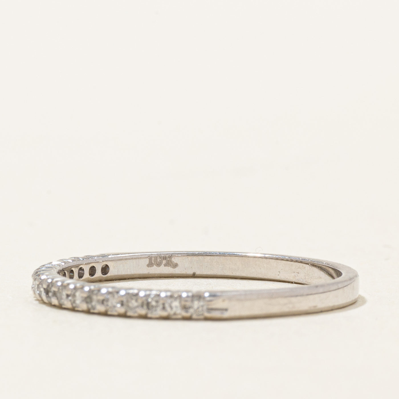 10K White Gold Semi Eternity Diamond Band | SZ 7.0