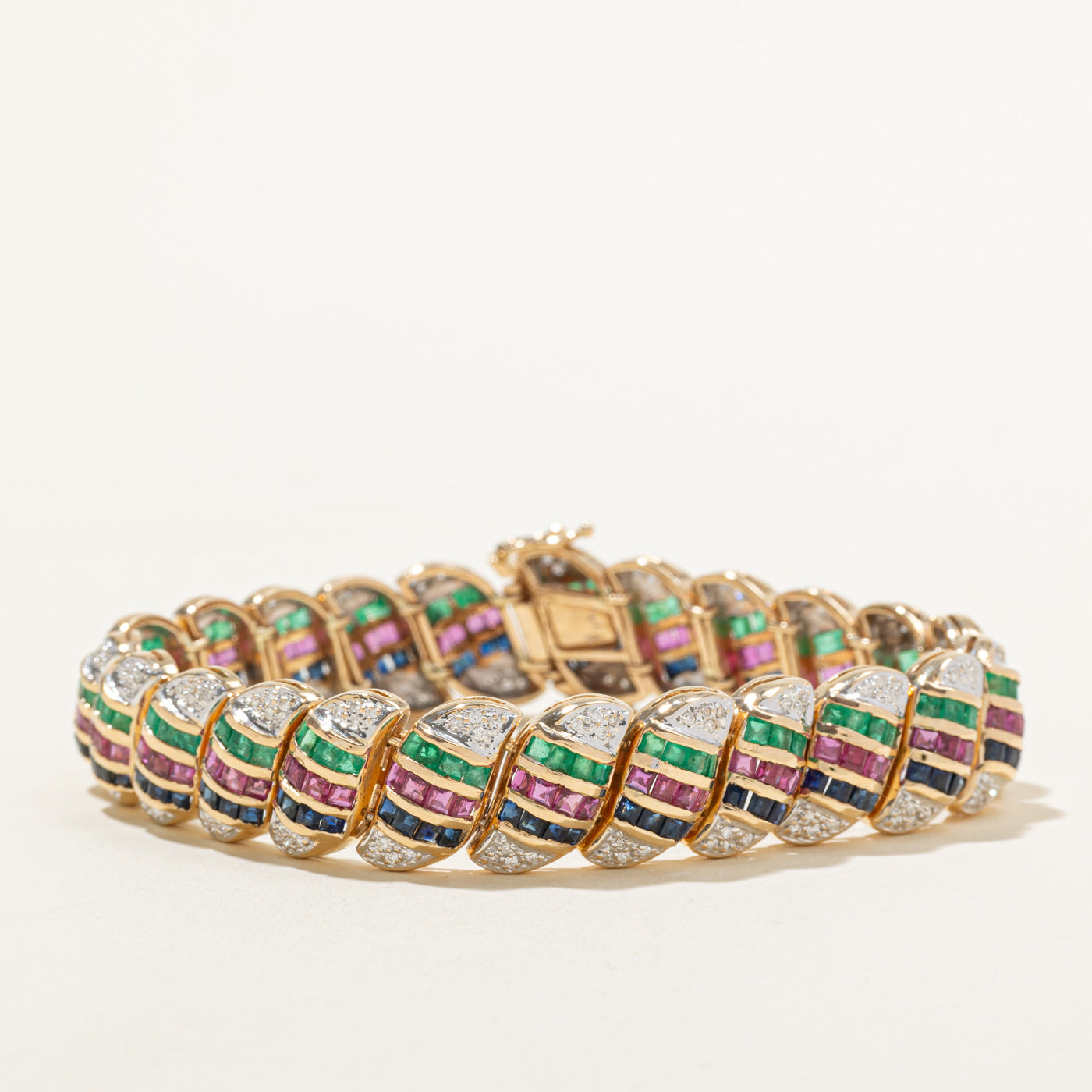 14k Multi Gemstone & Diamond Bracelet | 13.88ctw, 0.92ctw