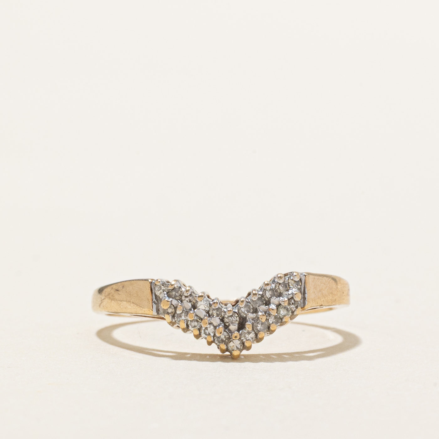 10K Diamond Double Row Chevron Ring | SZ 6.75