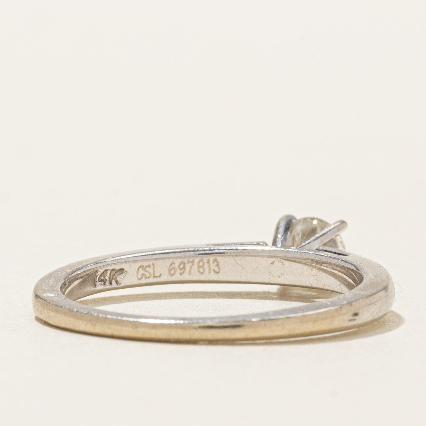 Bague solitaire en or blanc 14 carats avec diamant | 0,30 ct | Taille 7