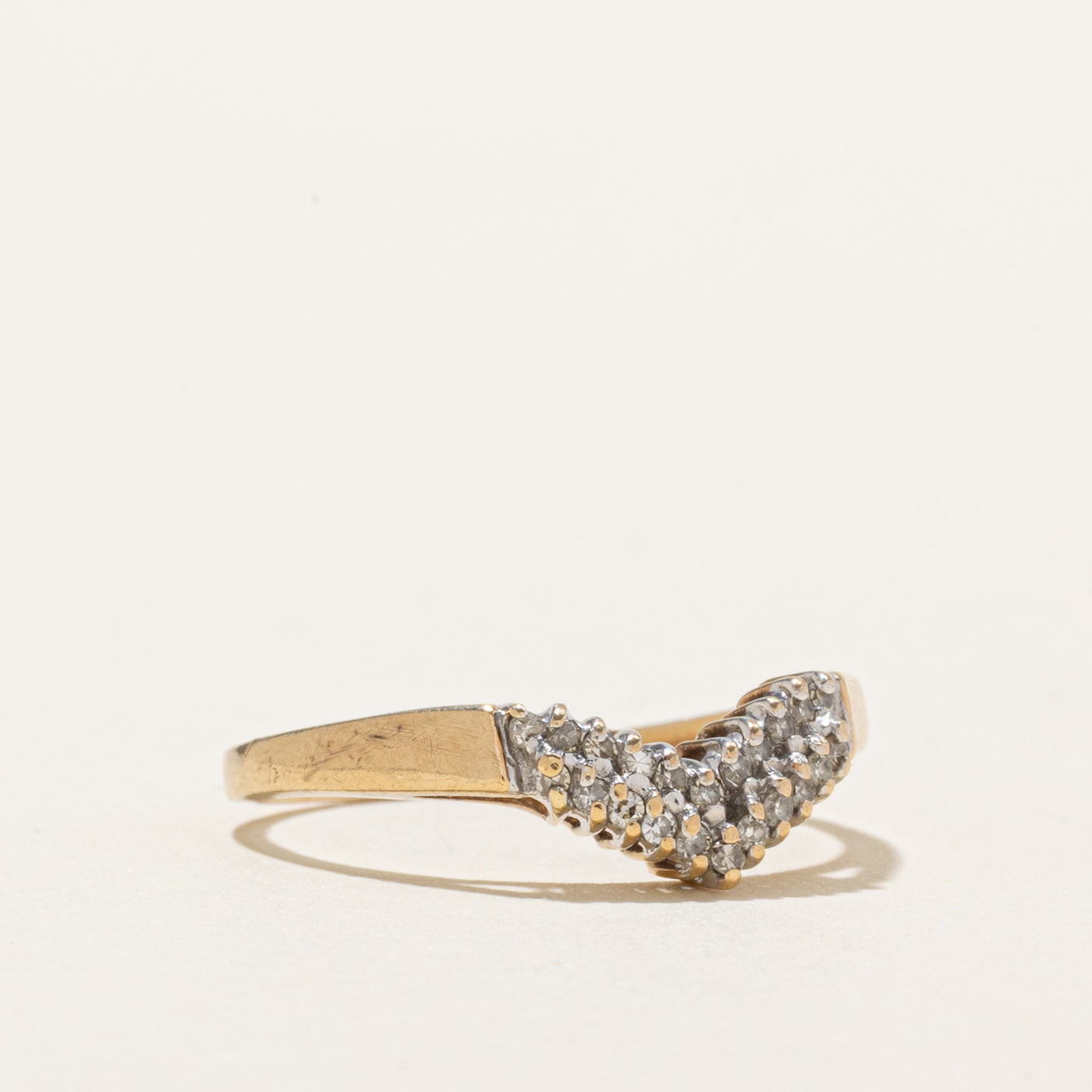 10K Diamond Double Row Chevron Ring | SZ 6.75