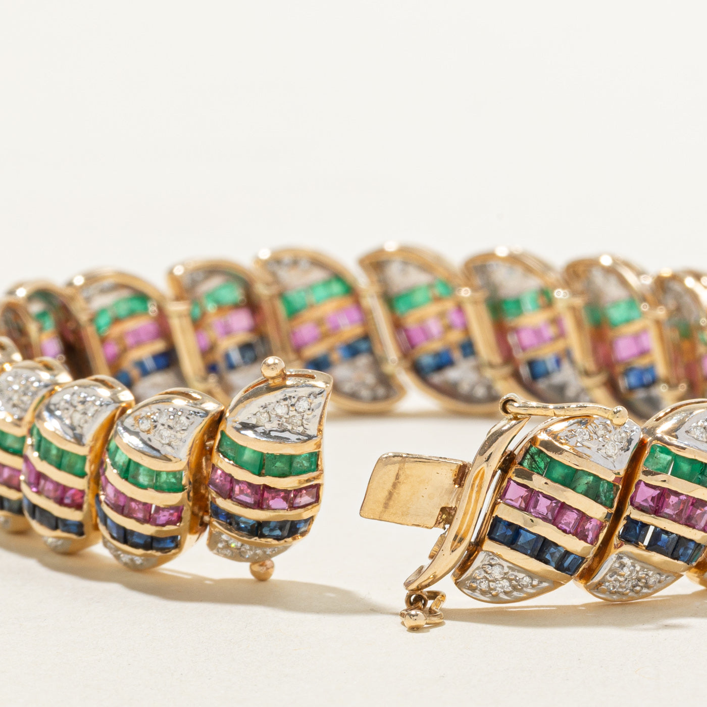 14k Multi Gemstone & Diamond Bracelet | 13.88ctw, 0.92ctw