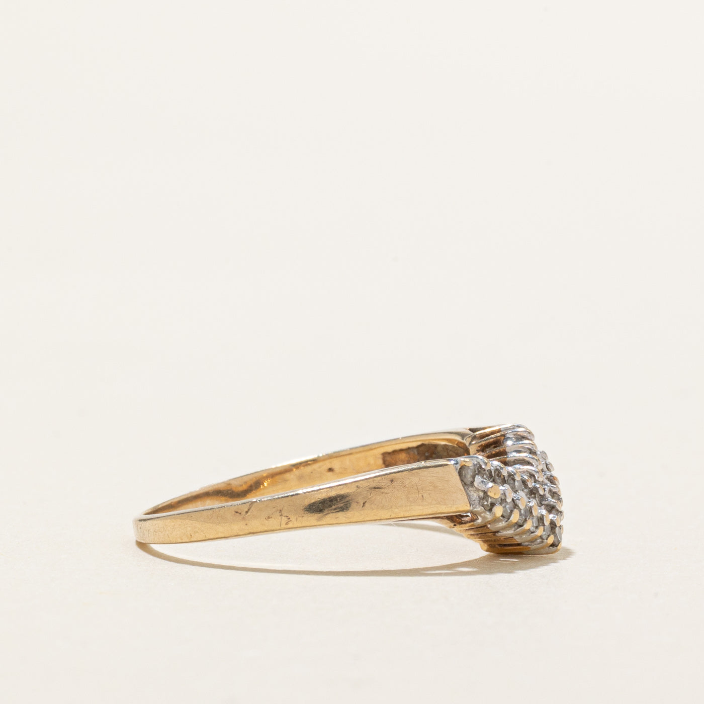 10K Diamond Double Row Chevron Ring | SZ 6.75