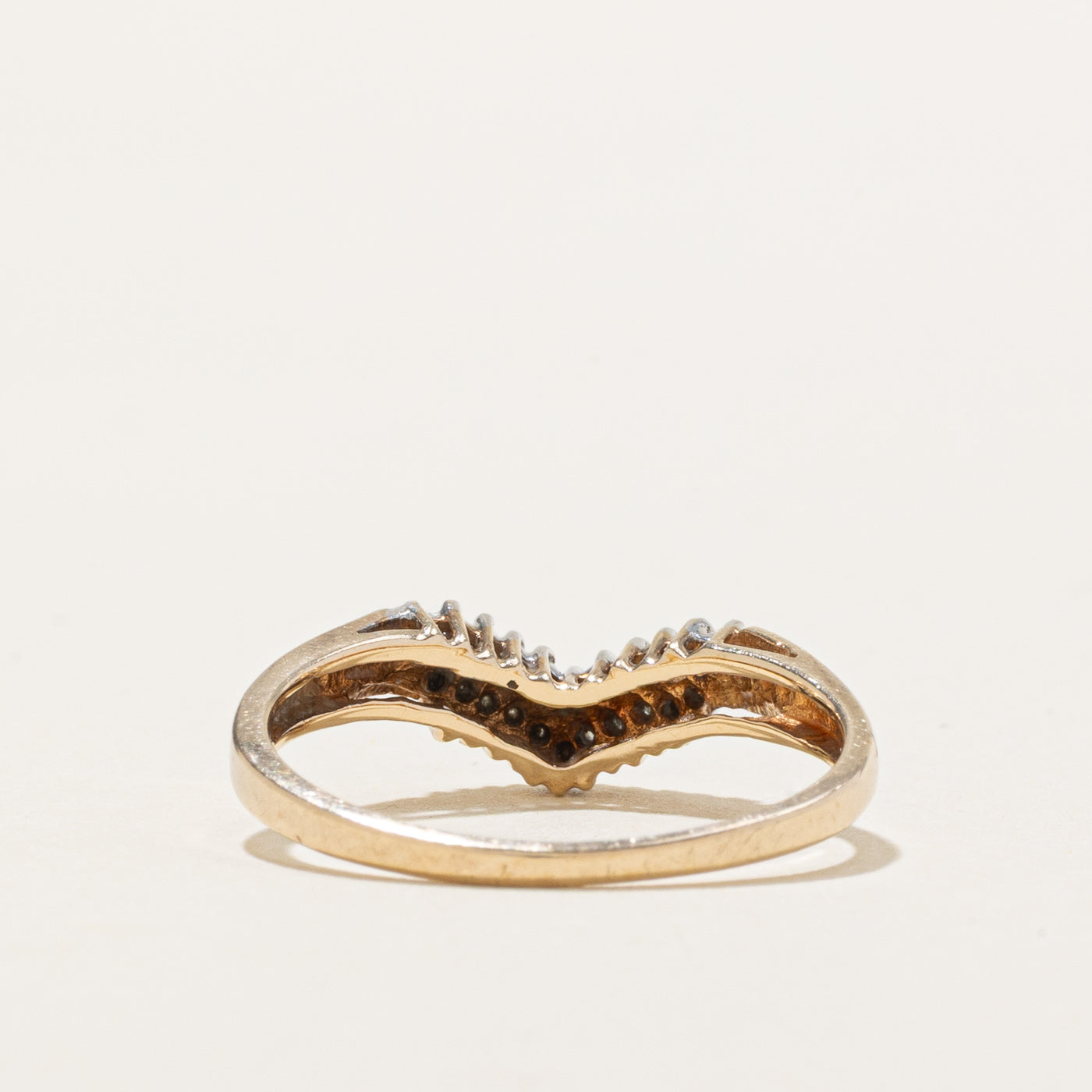 10K Diamond Double Row Chevron Ring | SZ 6.75