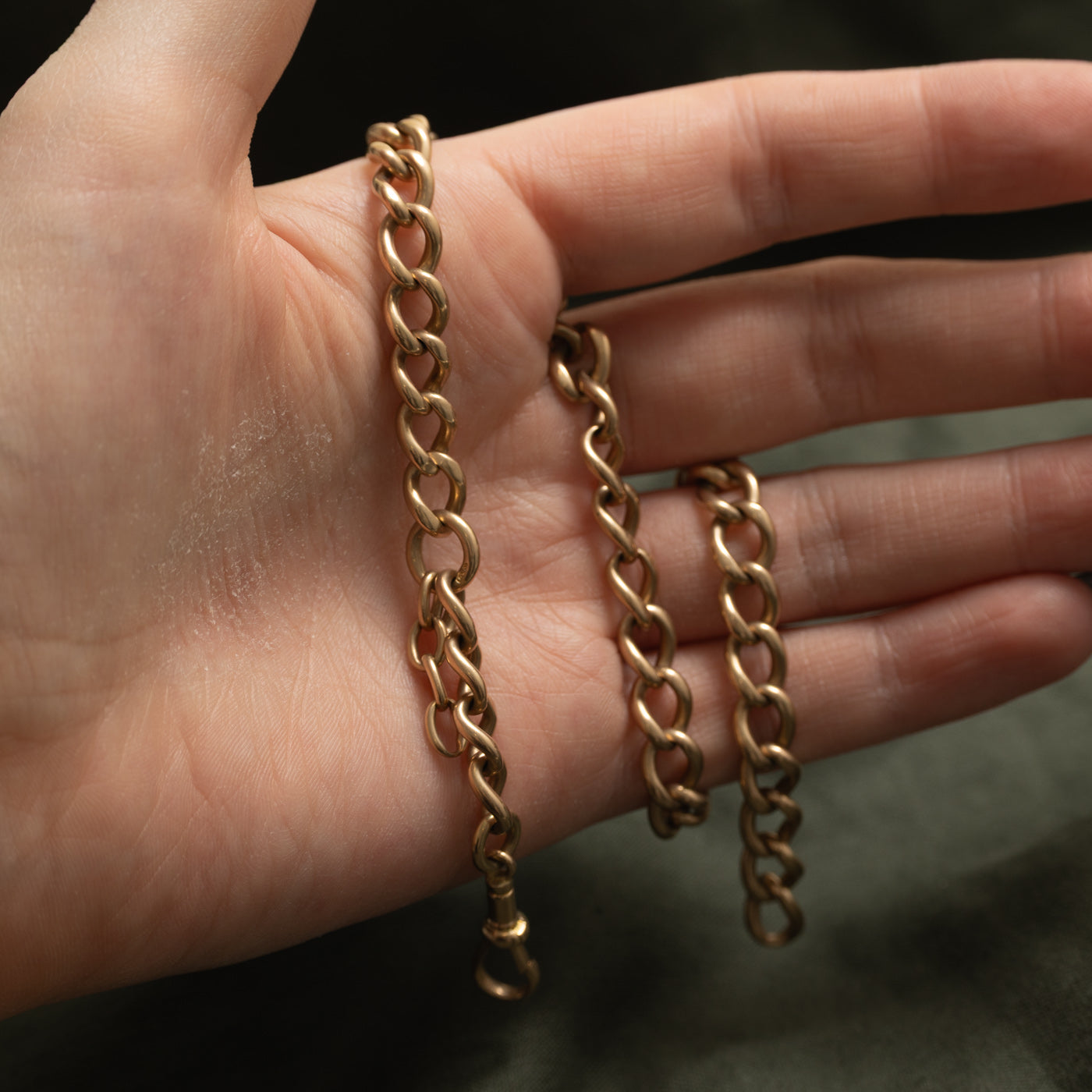 14k Yellow Gold Curb Link Watch Chain | 12"