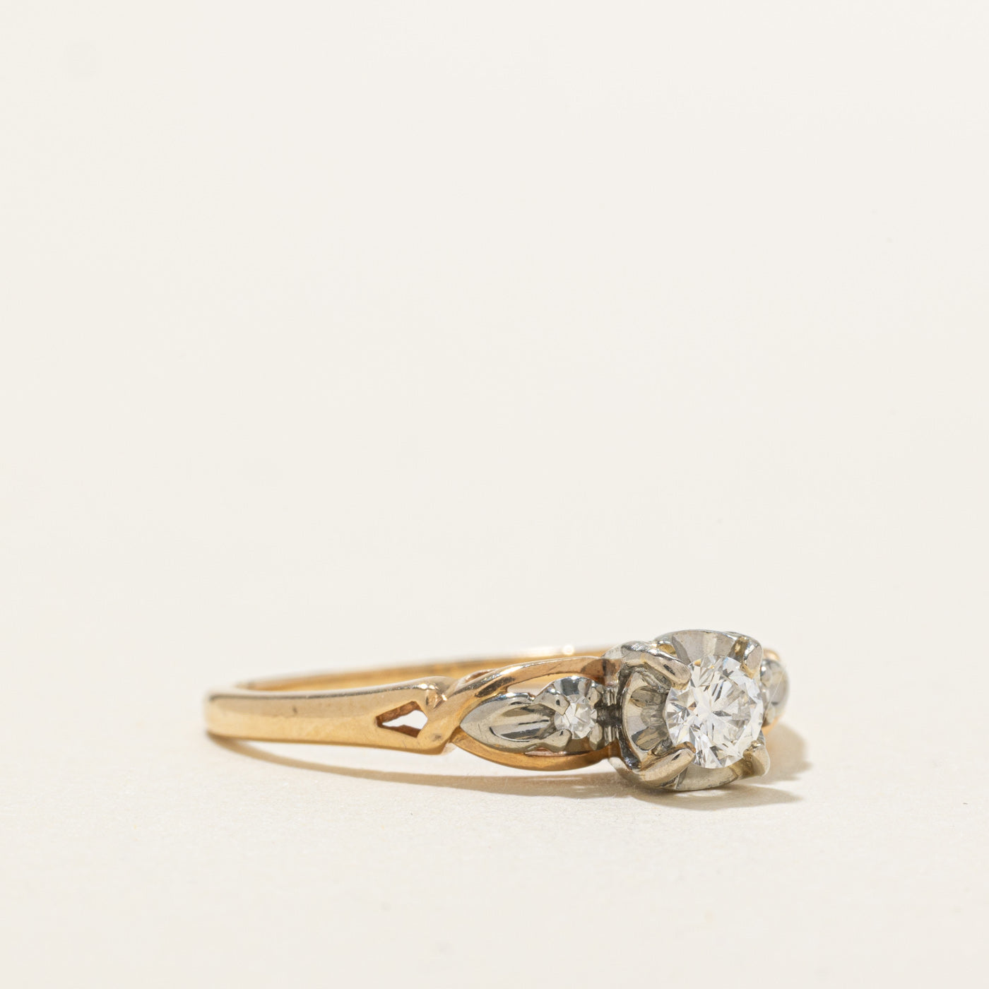 Bague en or bicolore 14 carats sertie de diamants illusion | 0,20 ct | Taille 7