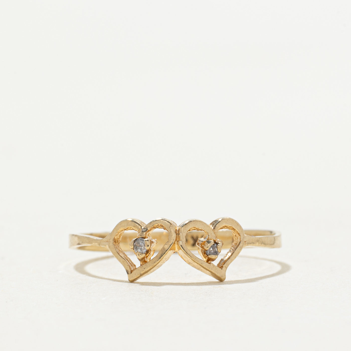 10k Diamond Twin Hearts Ring | SZ 6