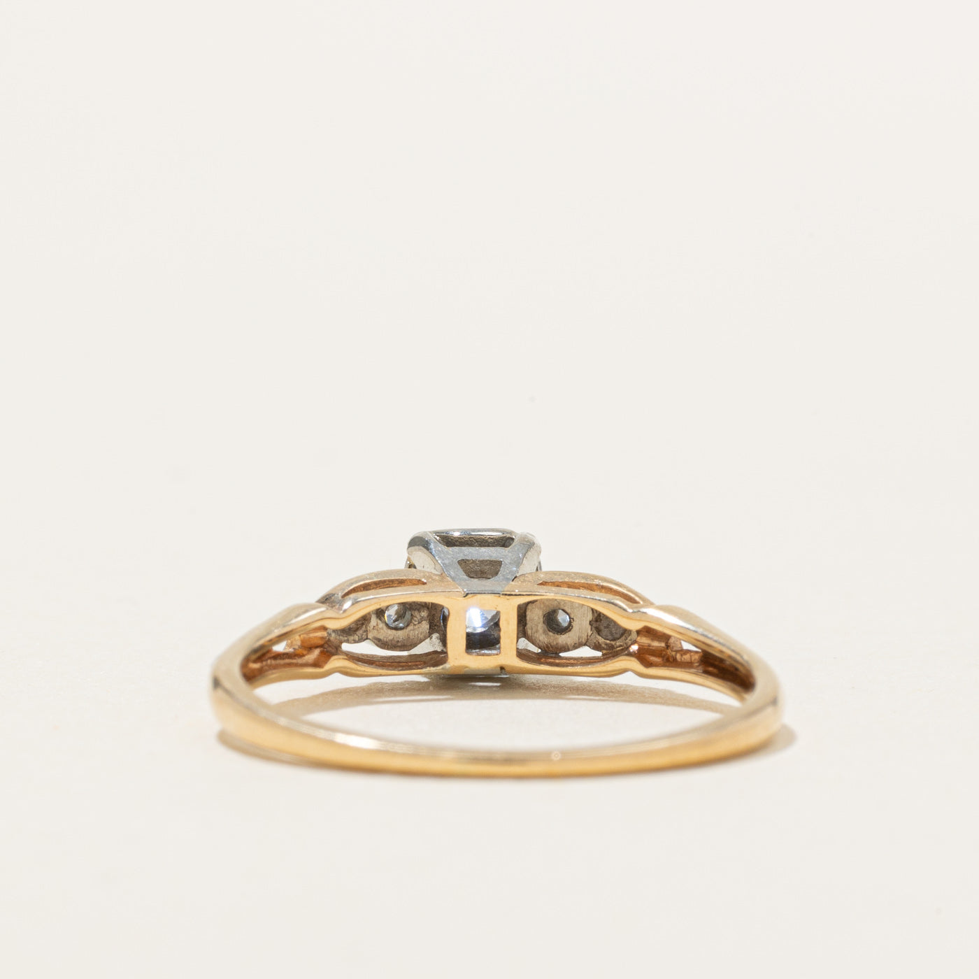 Bague en or bicolore 14 carats sertie de diamants illusion | 0,20 ct | Taille 7