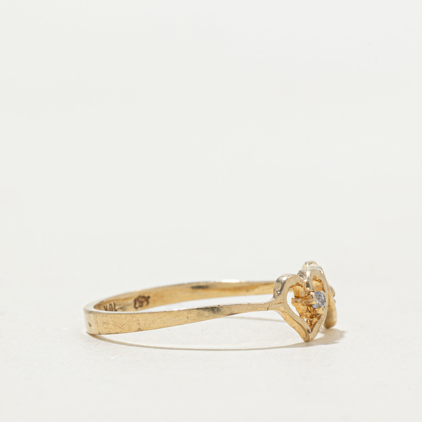 10k Diamond Twin Hearts Ring | SZ 6
