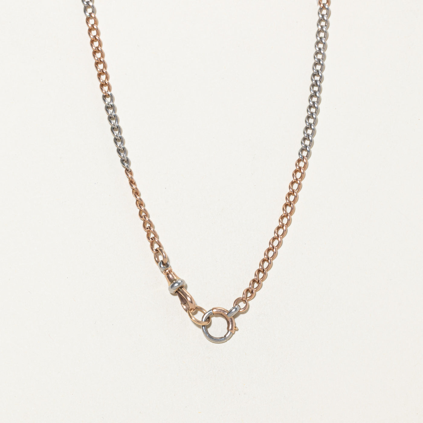 Two Tone Curb Link Dog Clip Watch Chain | 14"