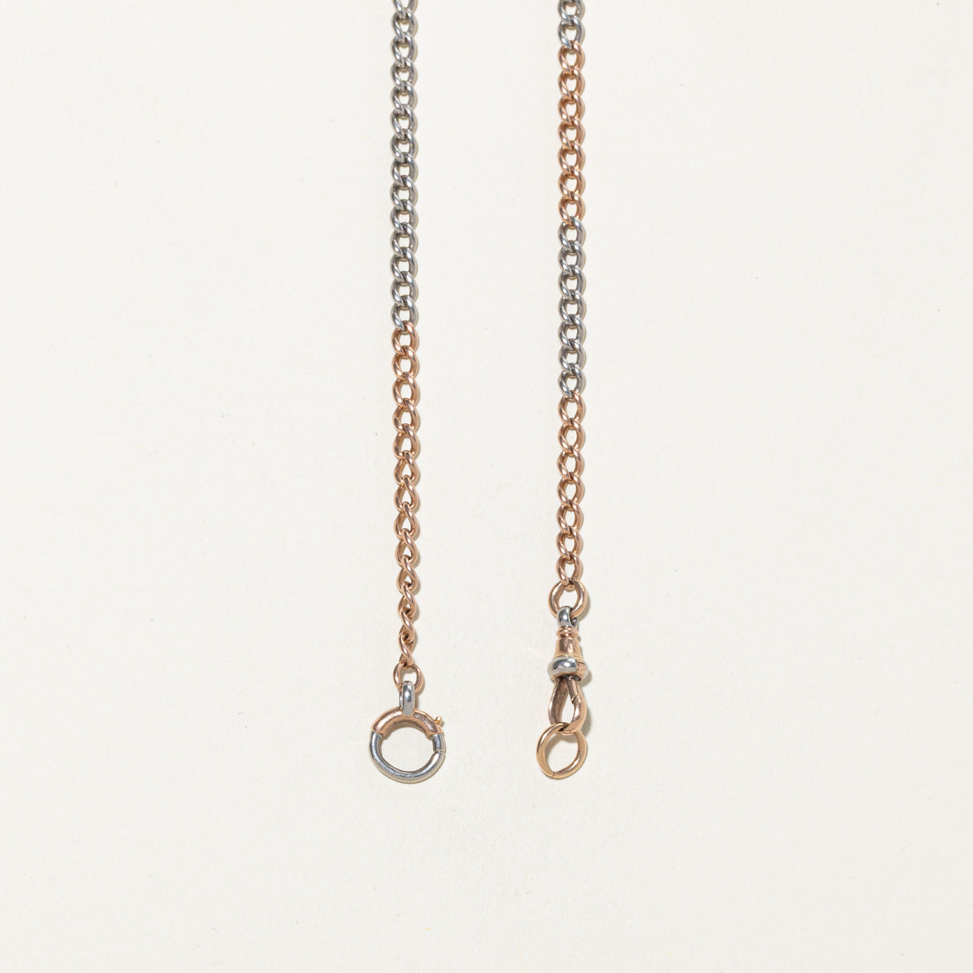 Chaîne de montre à maillons gourmette bicolore avec fermoir pour chien | 35,5 cm