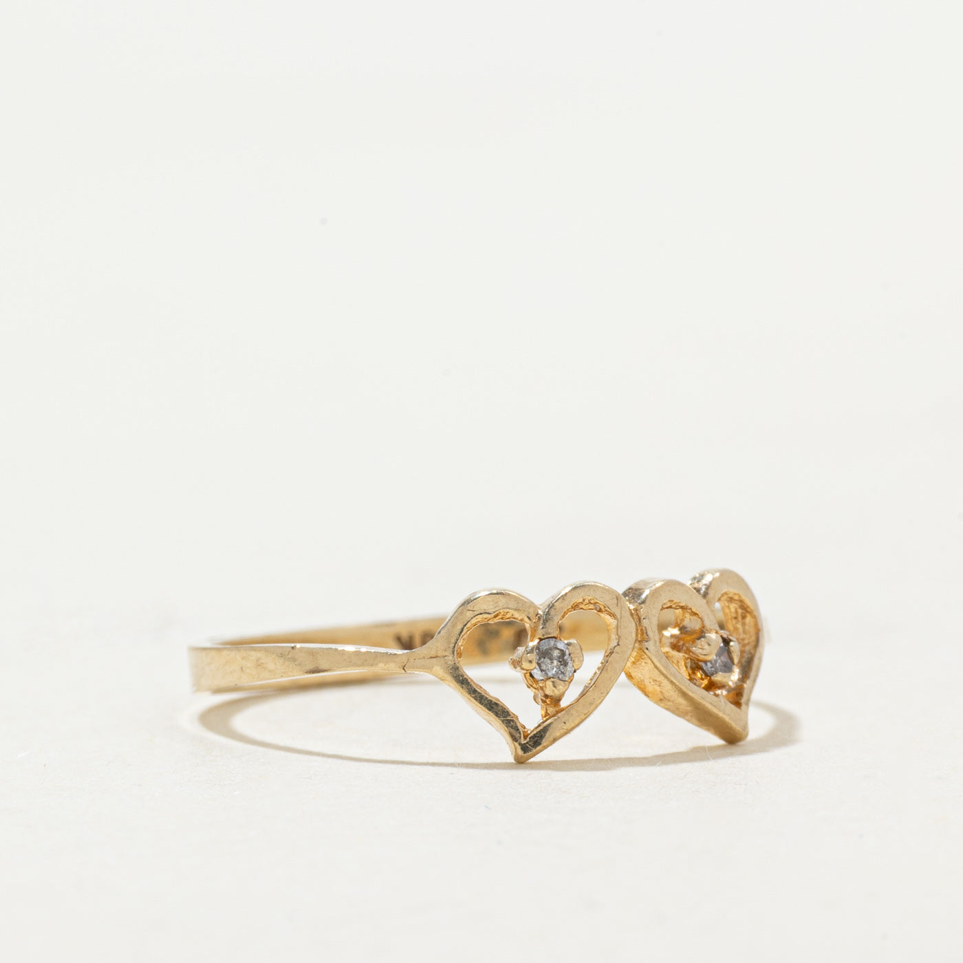 10k Diamond Twin Hearts Ring | SZ 6