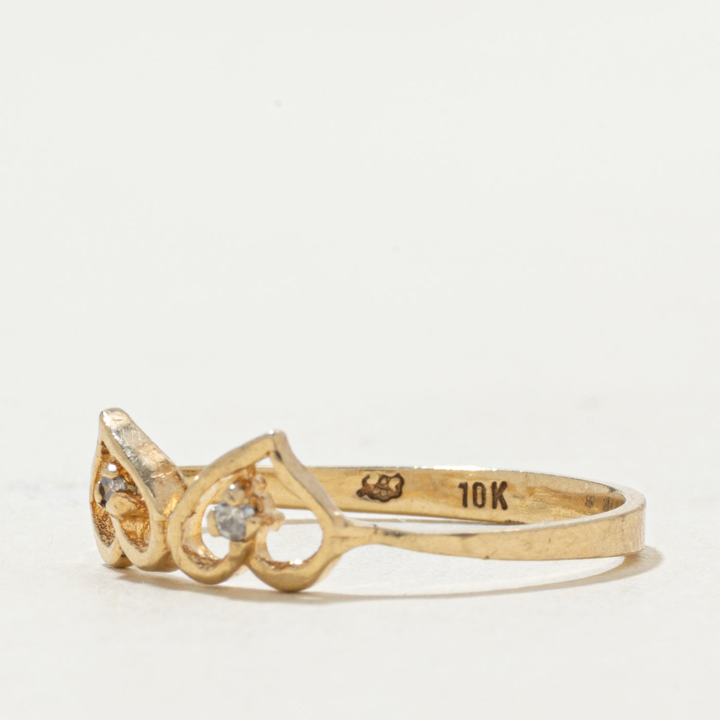10k Diamond Twin Hearts Ring | SZ 6