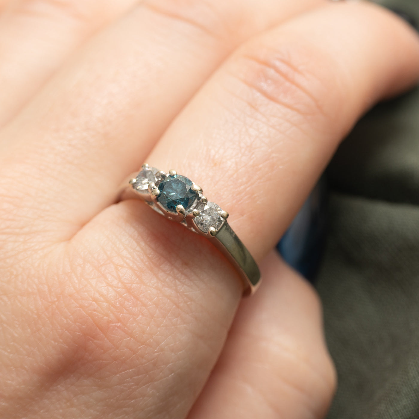 14K Blue & White Diamond Ring | 0.75ctw | SZ 8.5