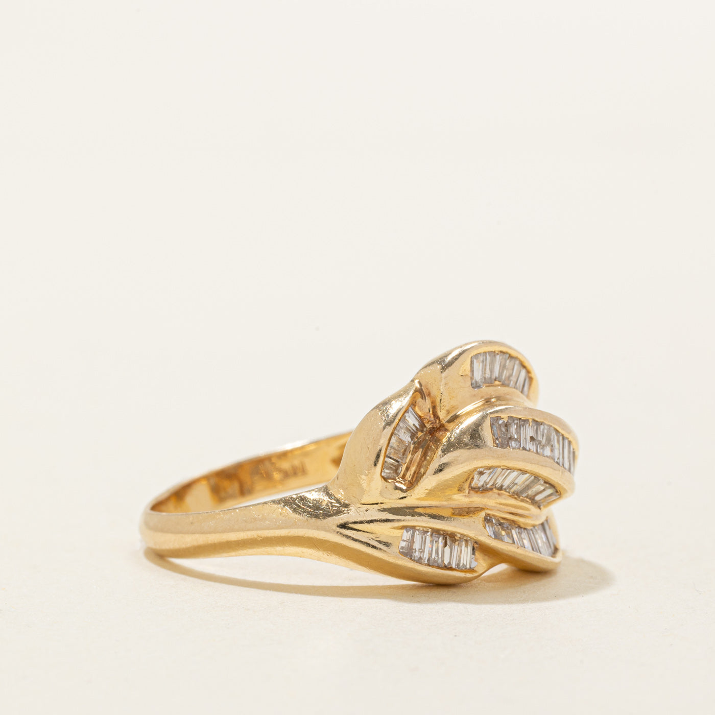 14k Baguette Diamond Multi Row Cocktail Ring | 0.75ctw | SZ 8.75