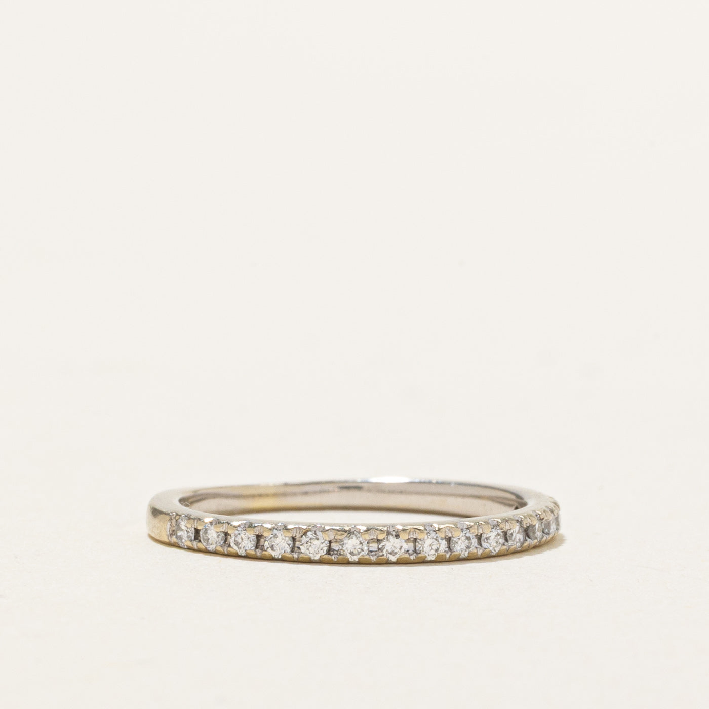 14K White Gold Semi Eternity Diamond Stacking Band | SZ 4.75