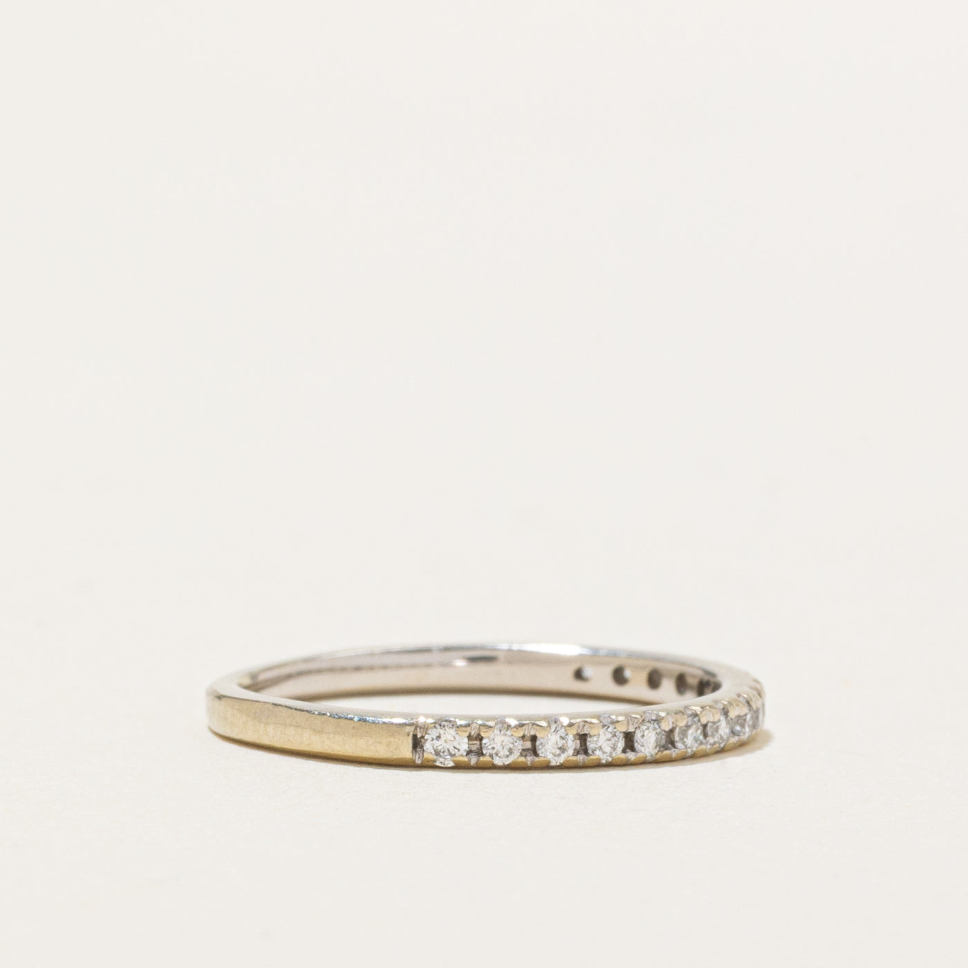 14K White Gold Semi Eternity Diamond Stacking Band | SZ 4.75